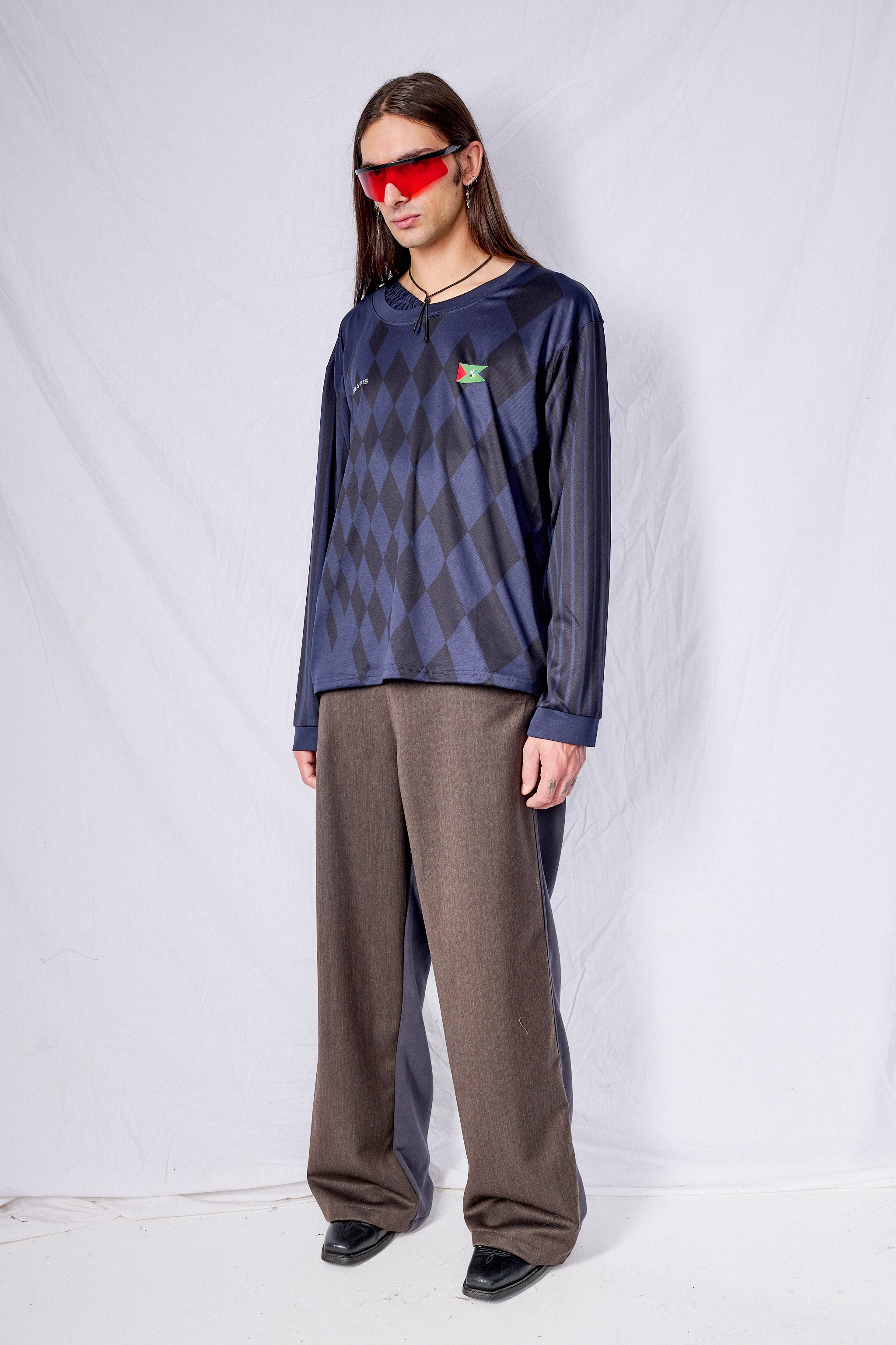 Navy Waist Band Long Sleeve T-Shirt