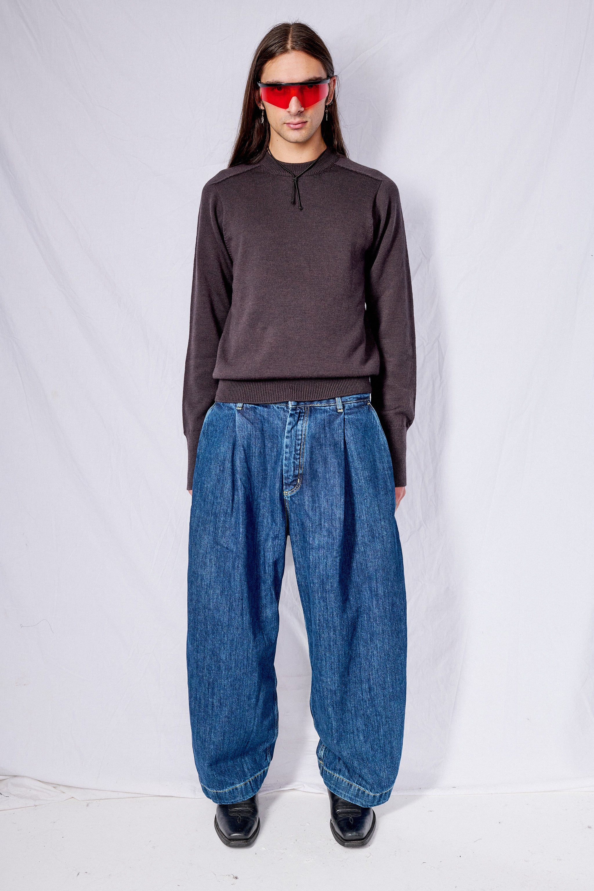 Indigo Single Pleat Pant