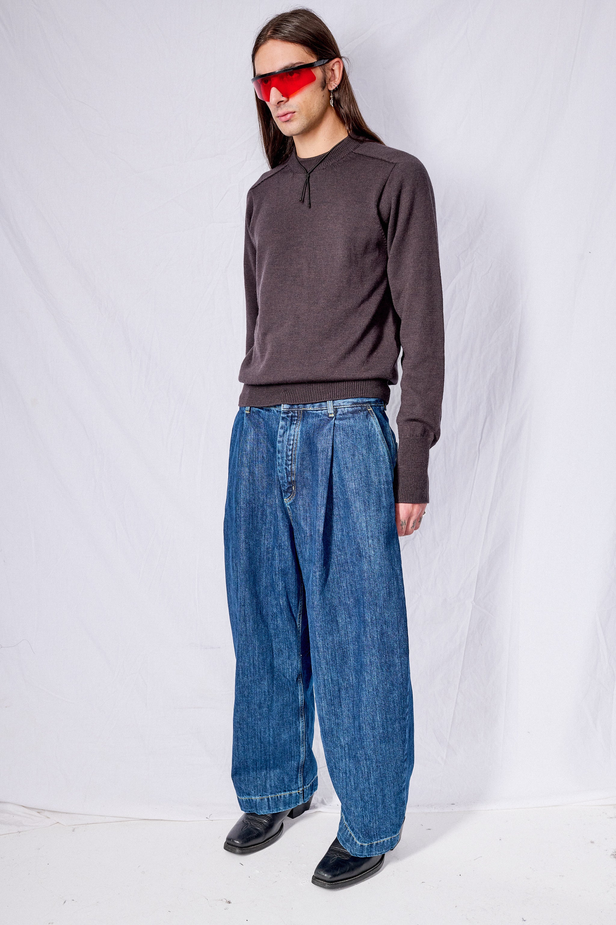 Indigo Single Pleat Pant