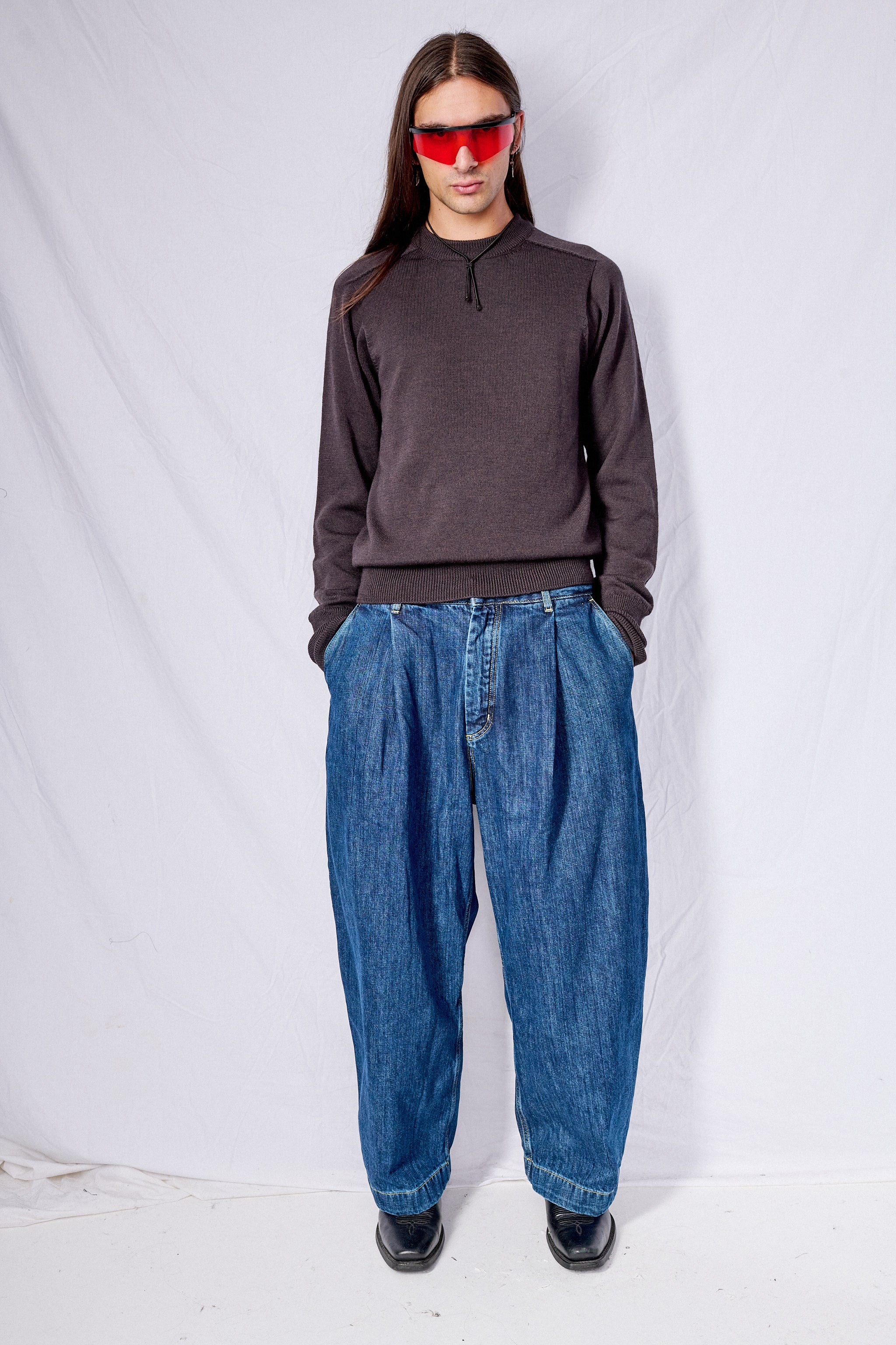 Indigo Single Pleat Pant