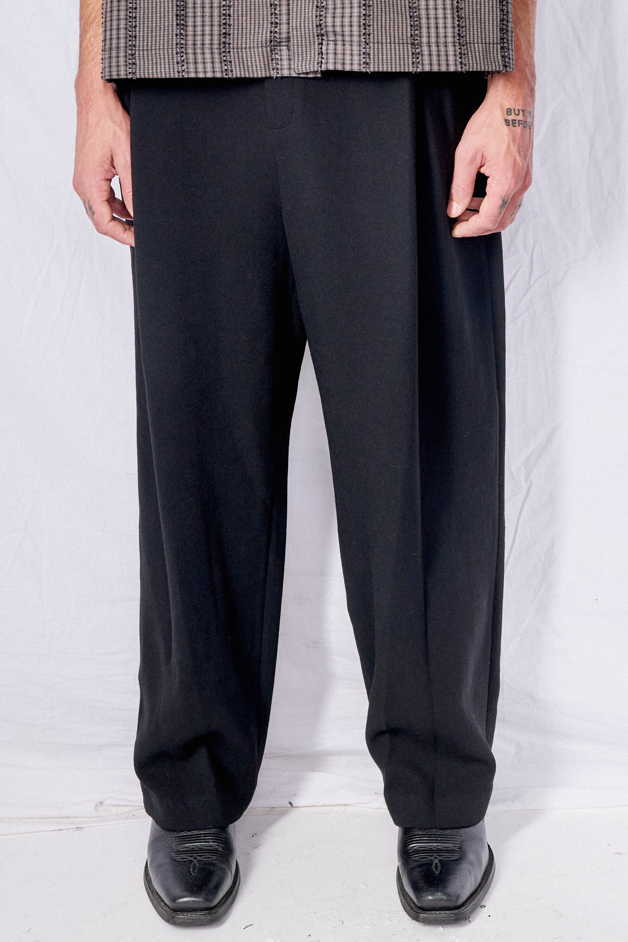 Black Wool Martin Pants