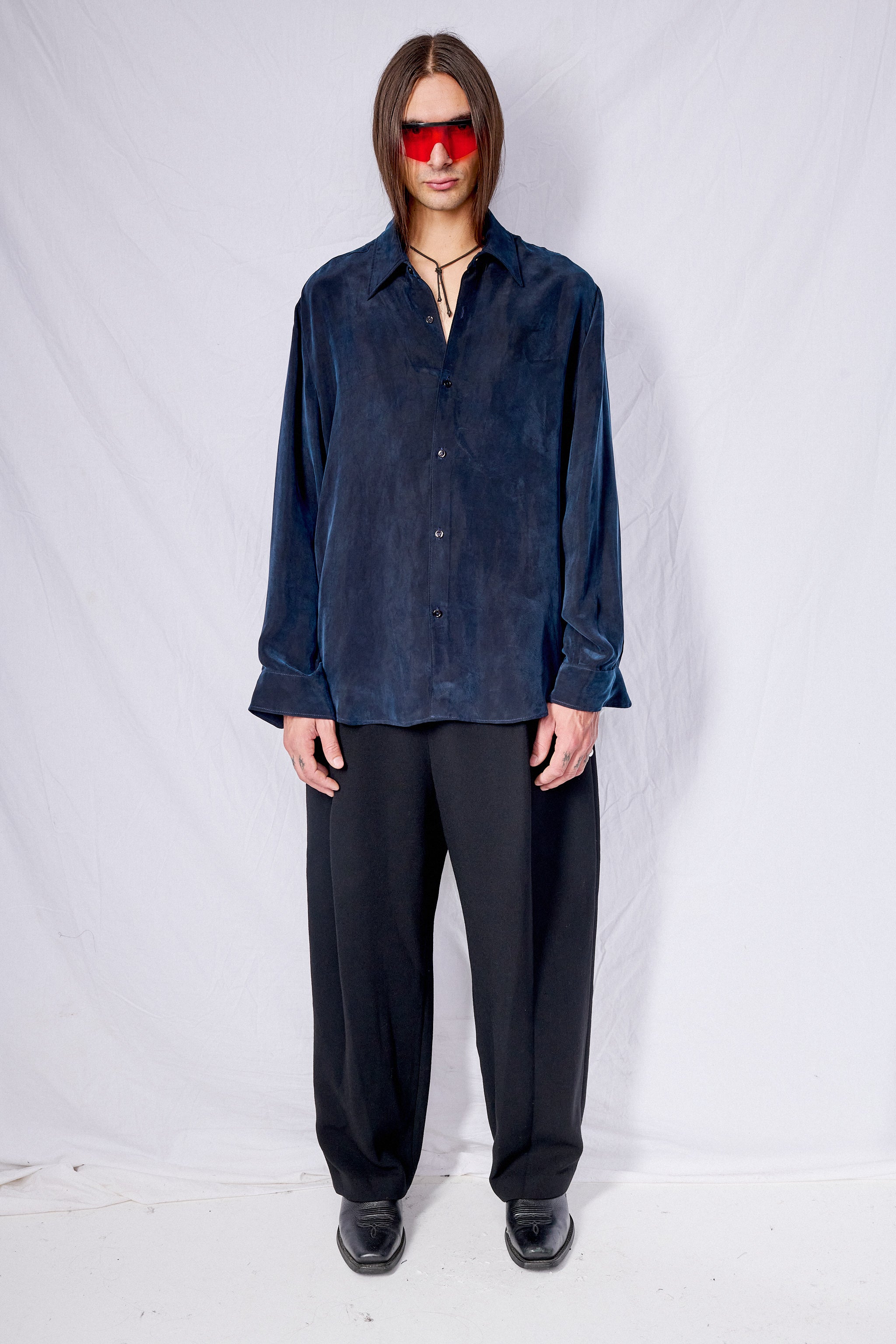 Navy Cupro Classic Shirt