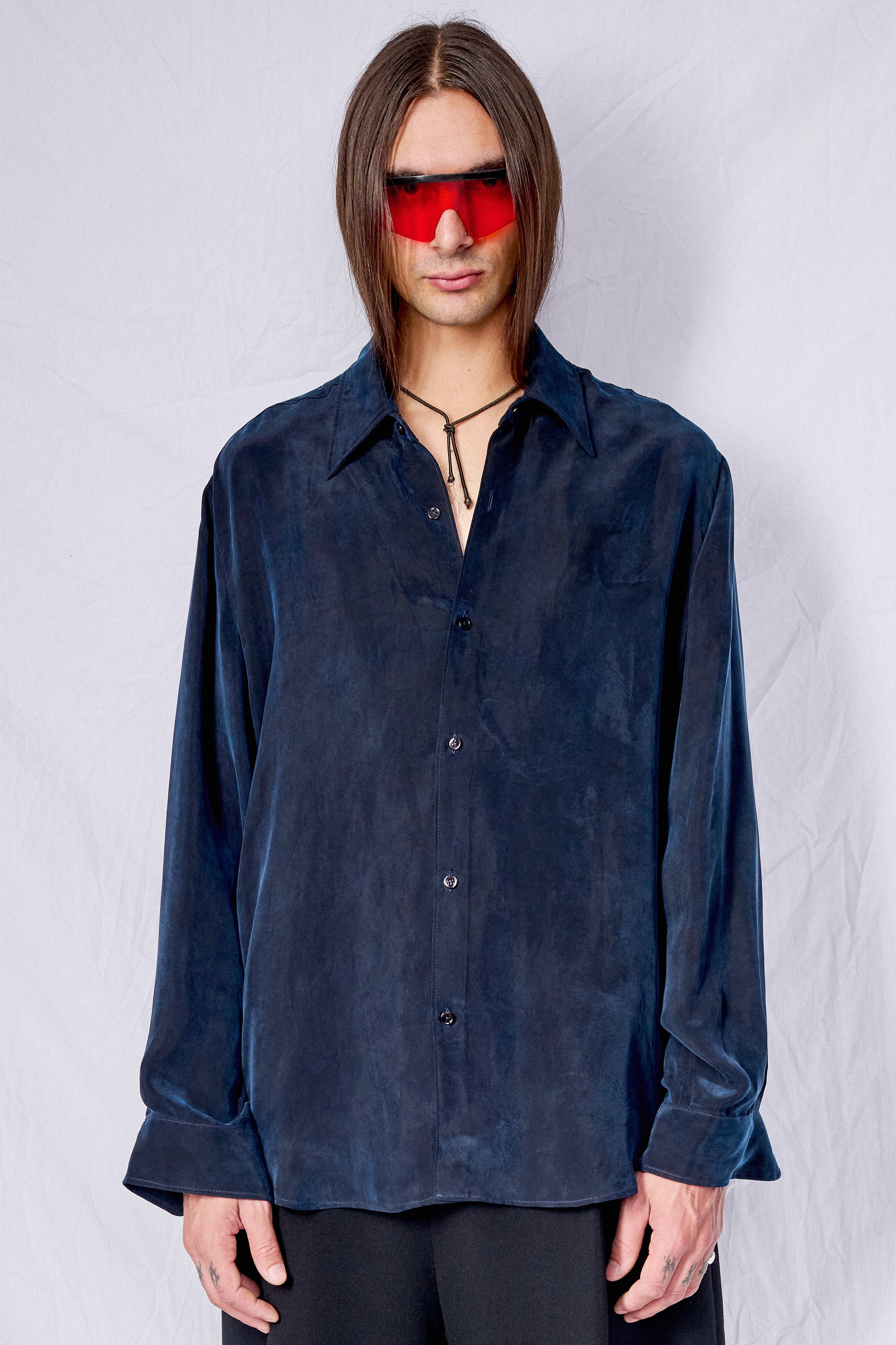 Navy Cupro Classic Shirt