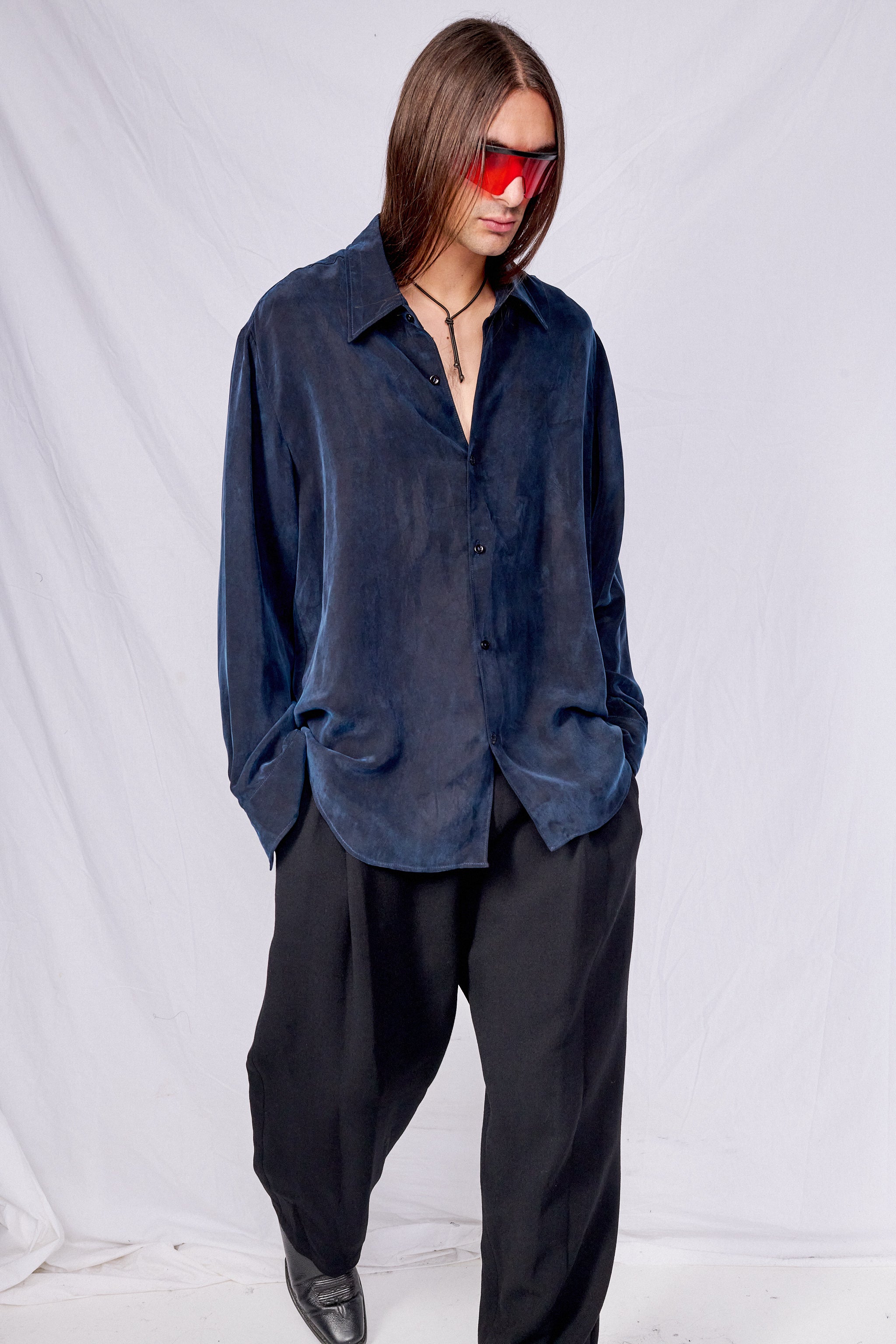 Navy Cupro Classic Shirt