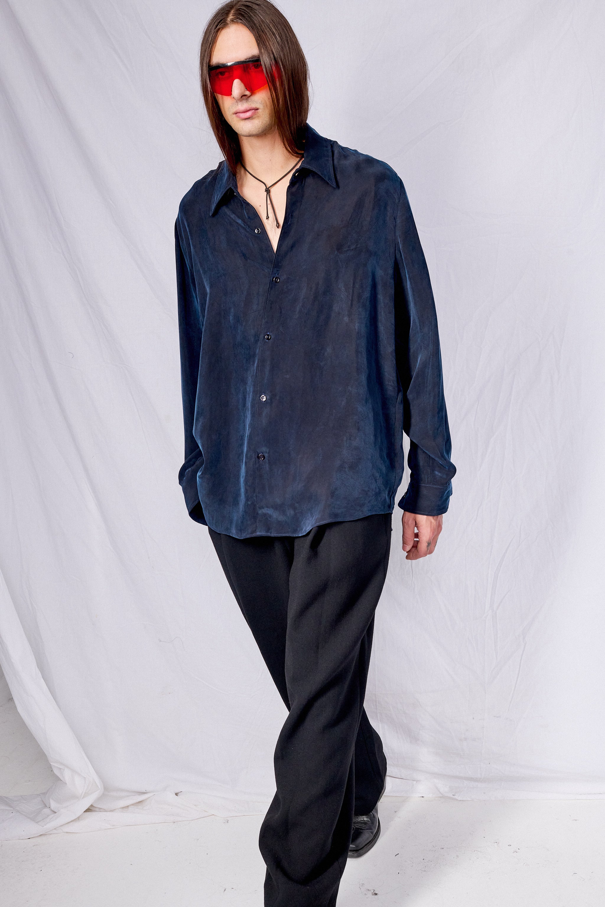 Navy Cupro Classic Shirt