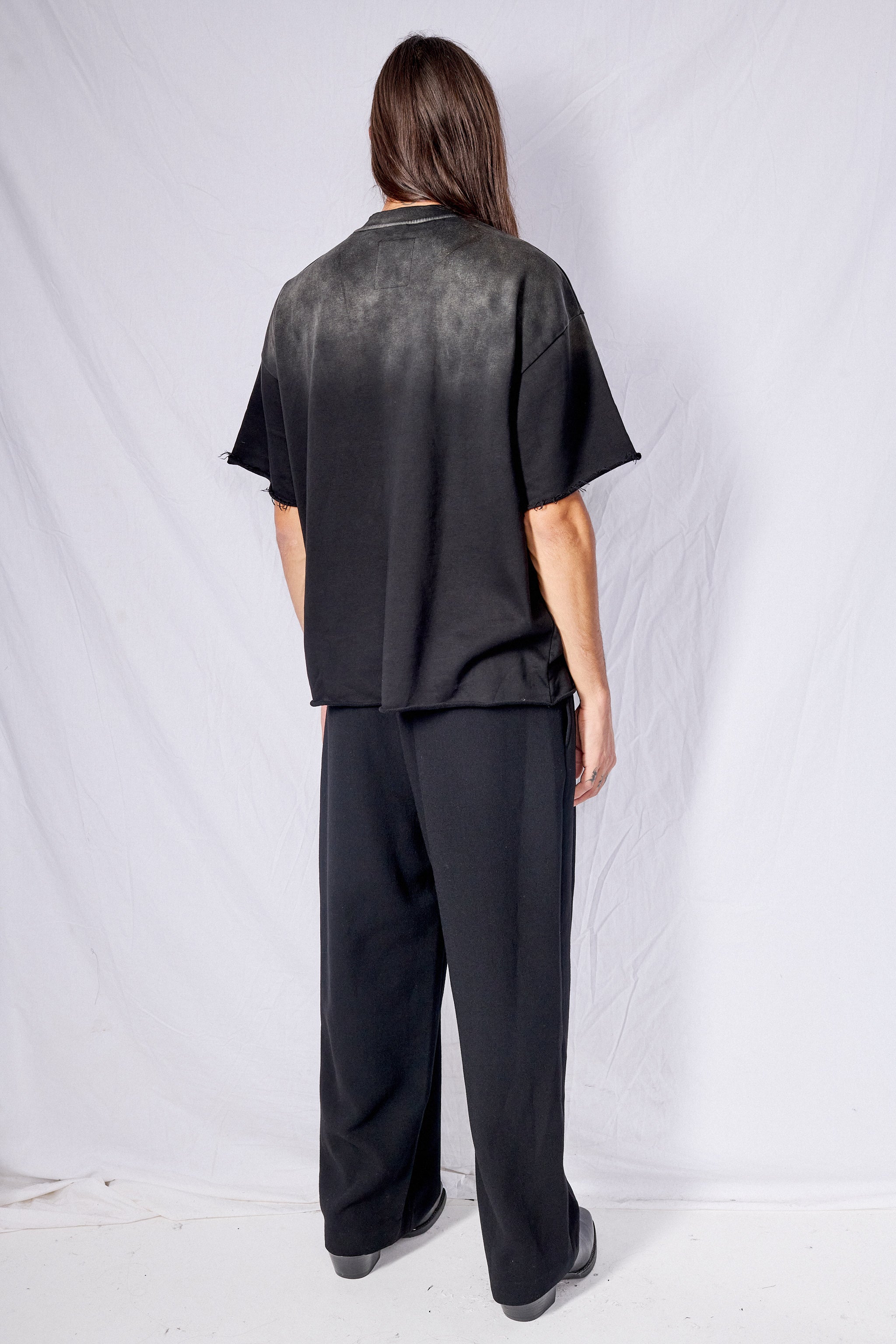 Washed Black Raw Edge Sweatshirt Tee