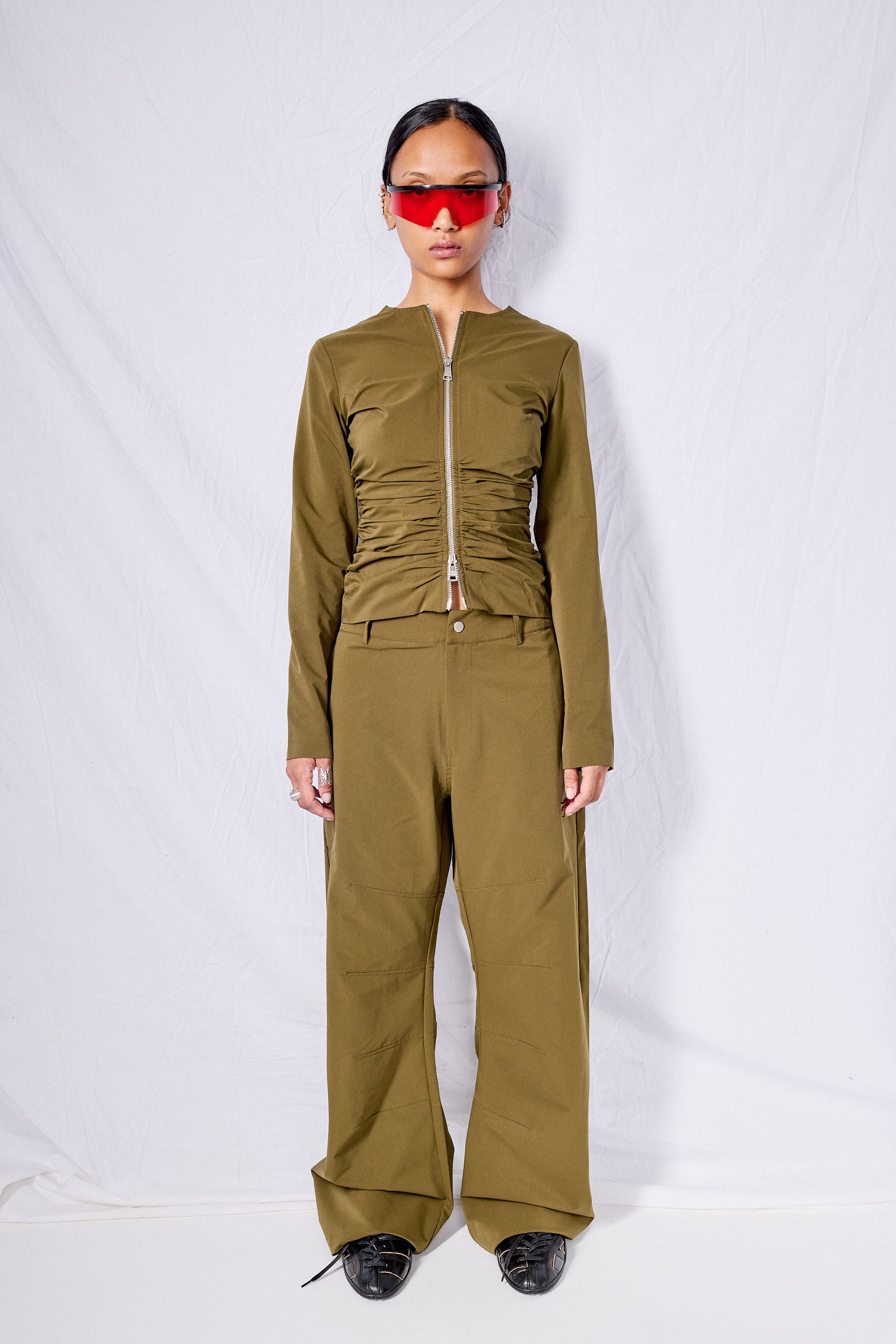 Khaki Darted Trackpants