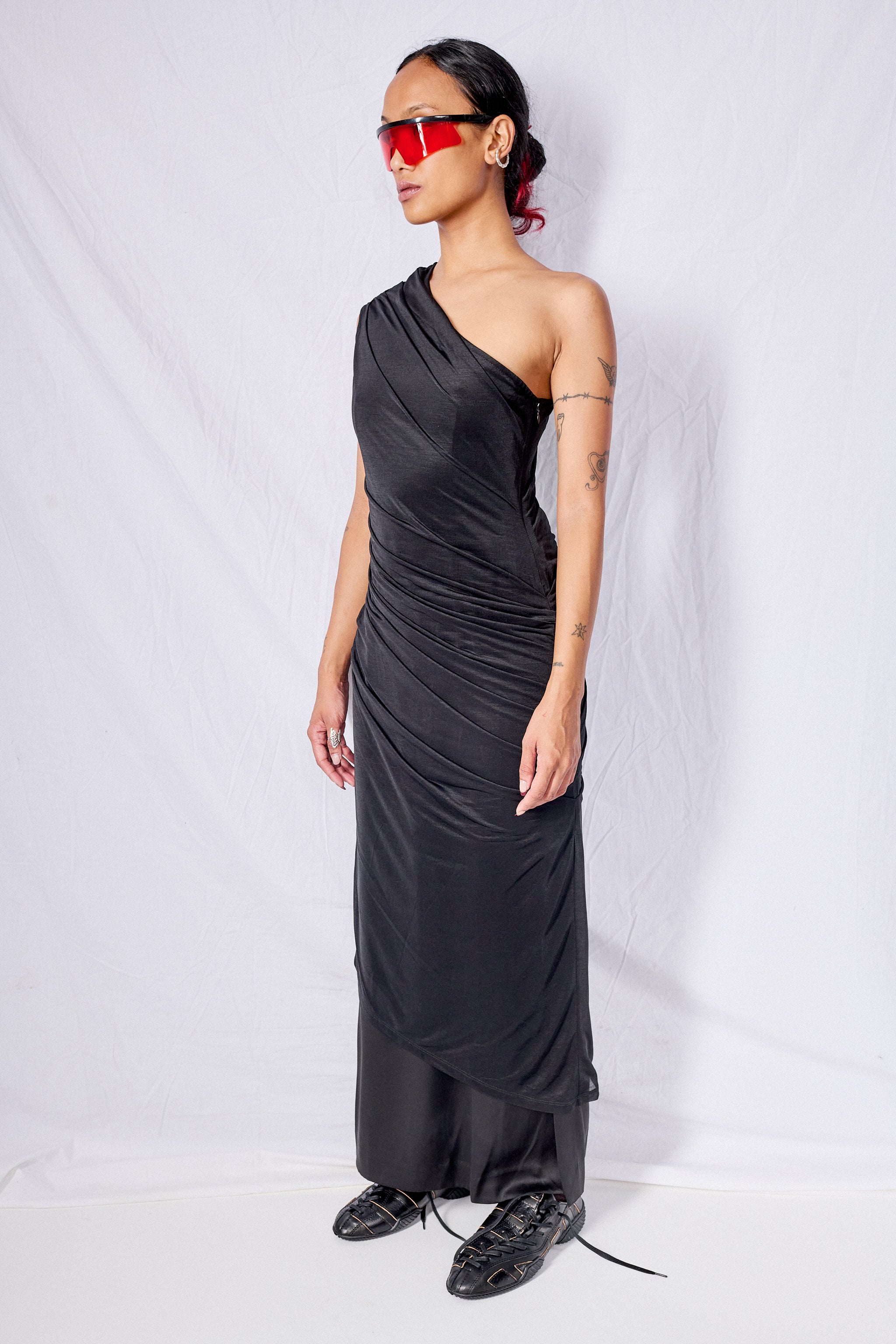 Black Eva One Shoulder Maxi Dress