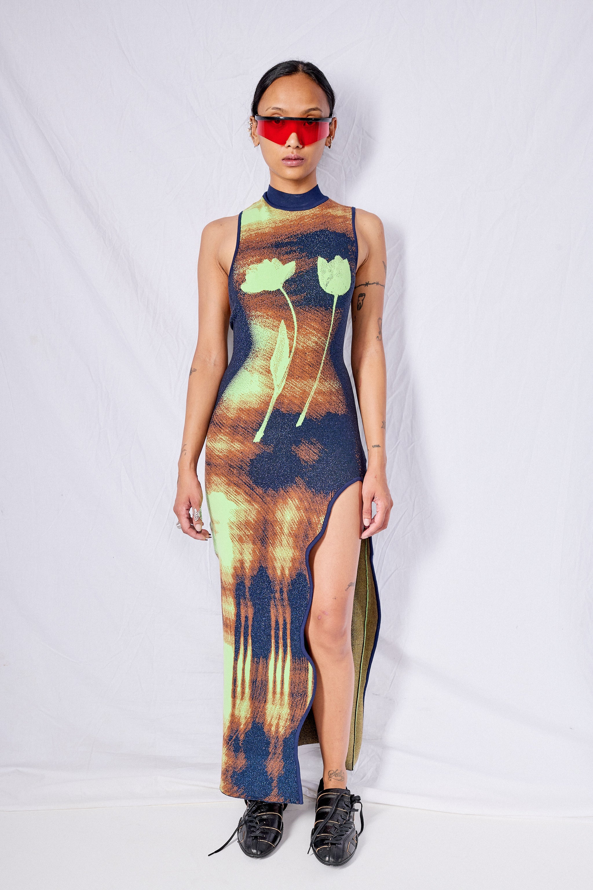 Neon Lime Huxlee Wavy Maxi Dress