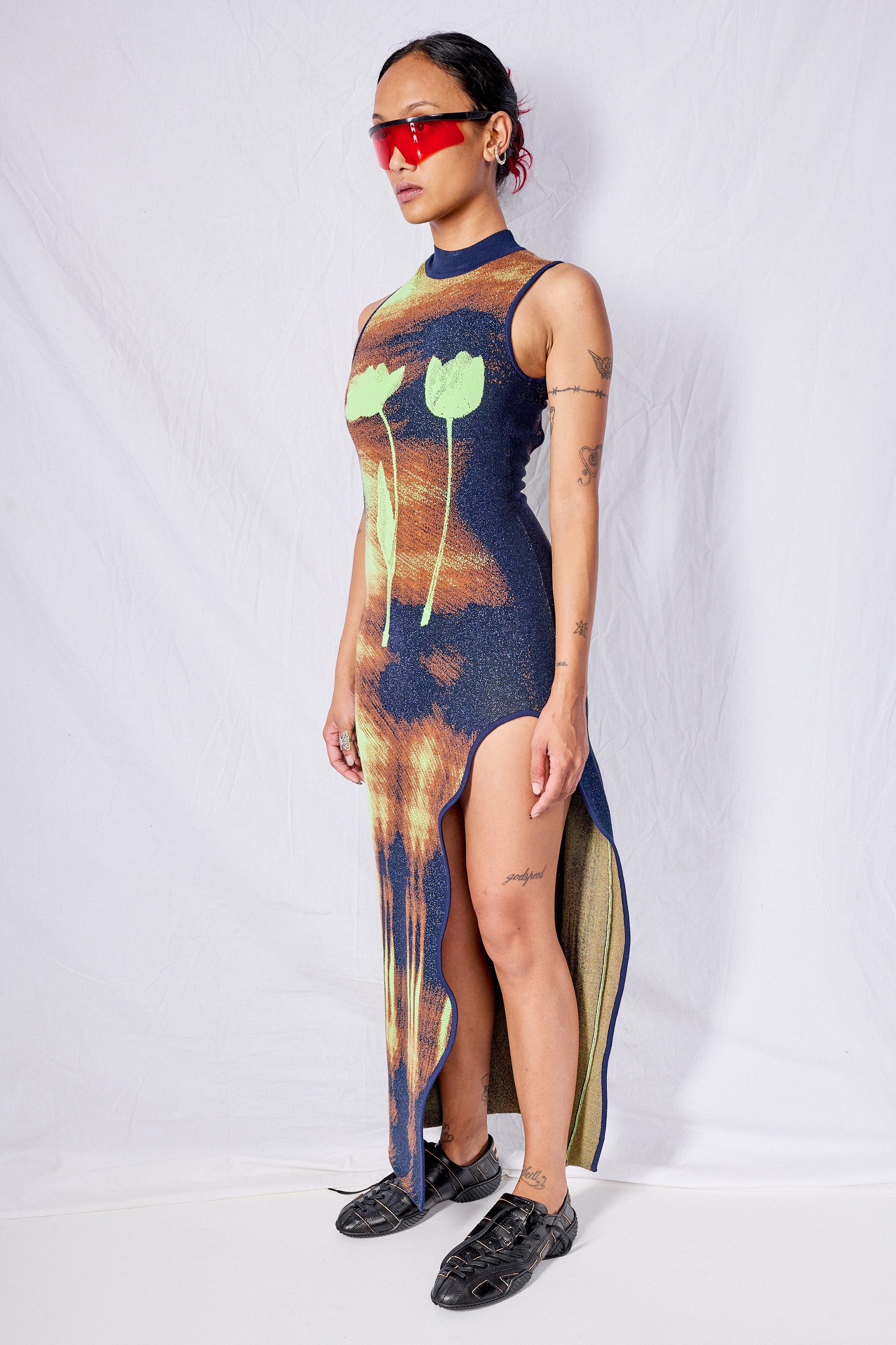 Neon Lime Huxlee Wavy Maxi Dress