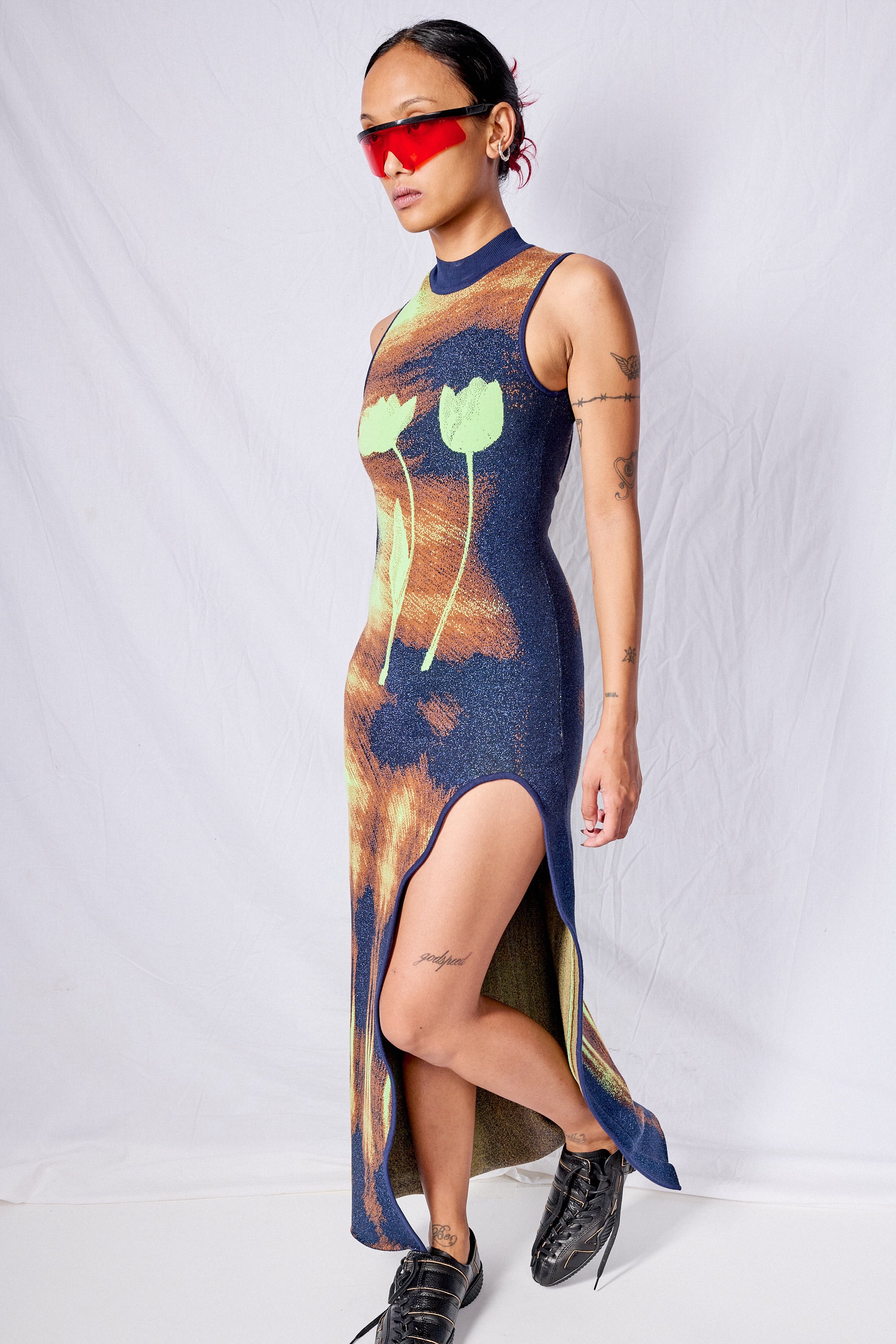 Neon Lime Huxlee Wavy Maxi Dress