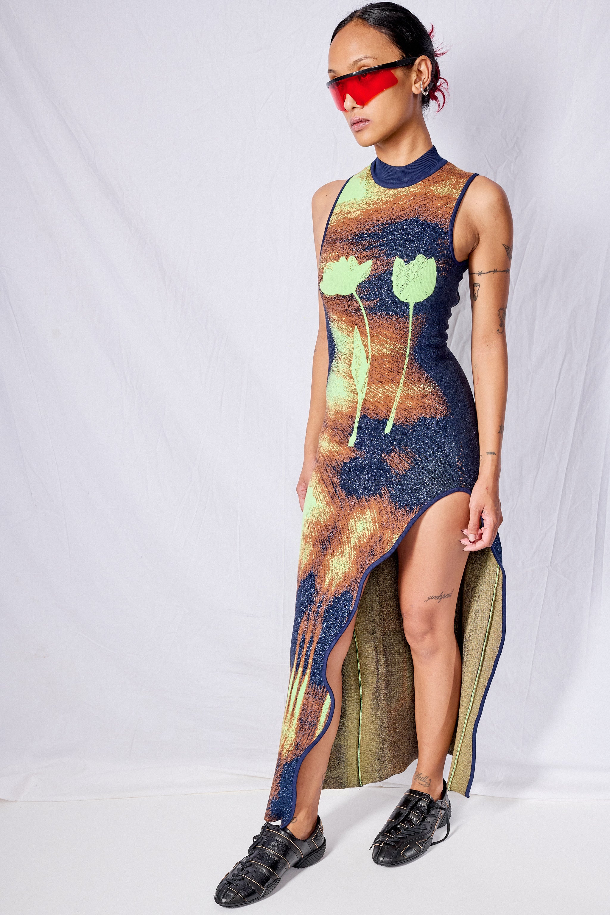 Neon Lime Huxlee Wavy Maxi Dress