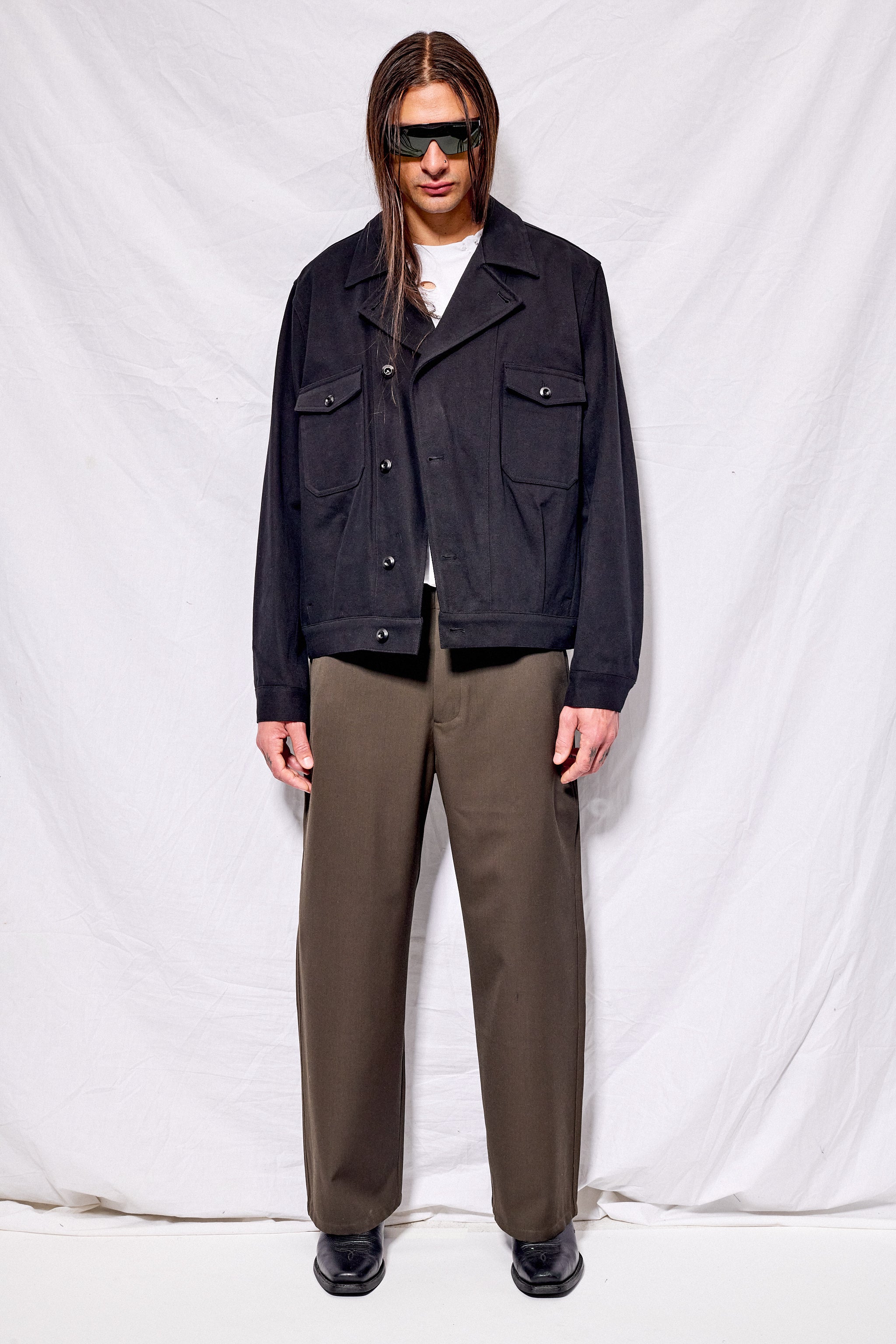 Black French Work Blouson Jacket