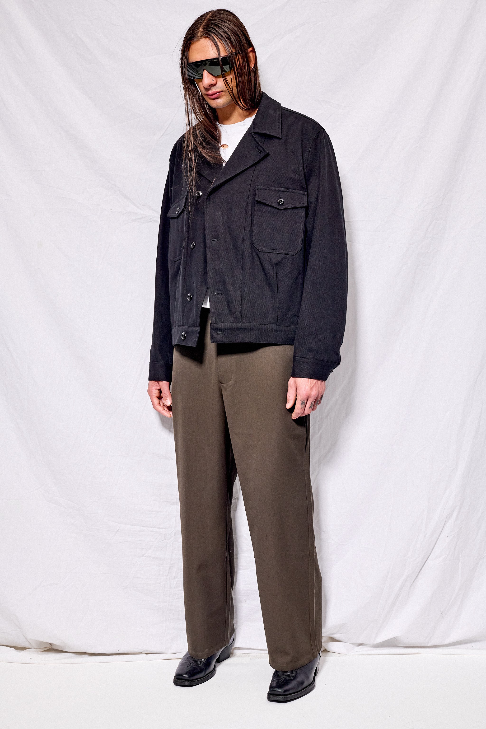 Black French Work Blouson Jacket