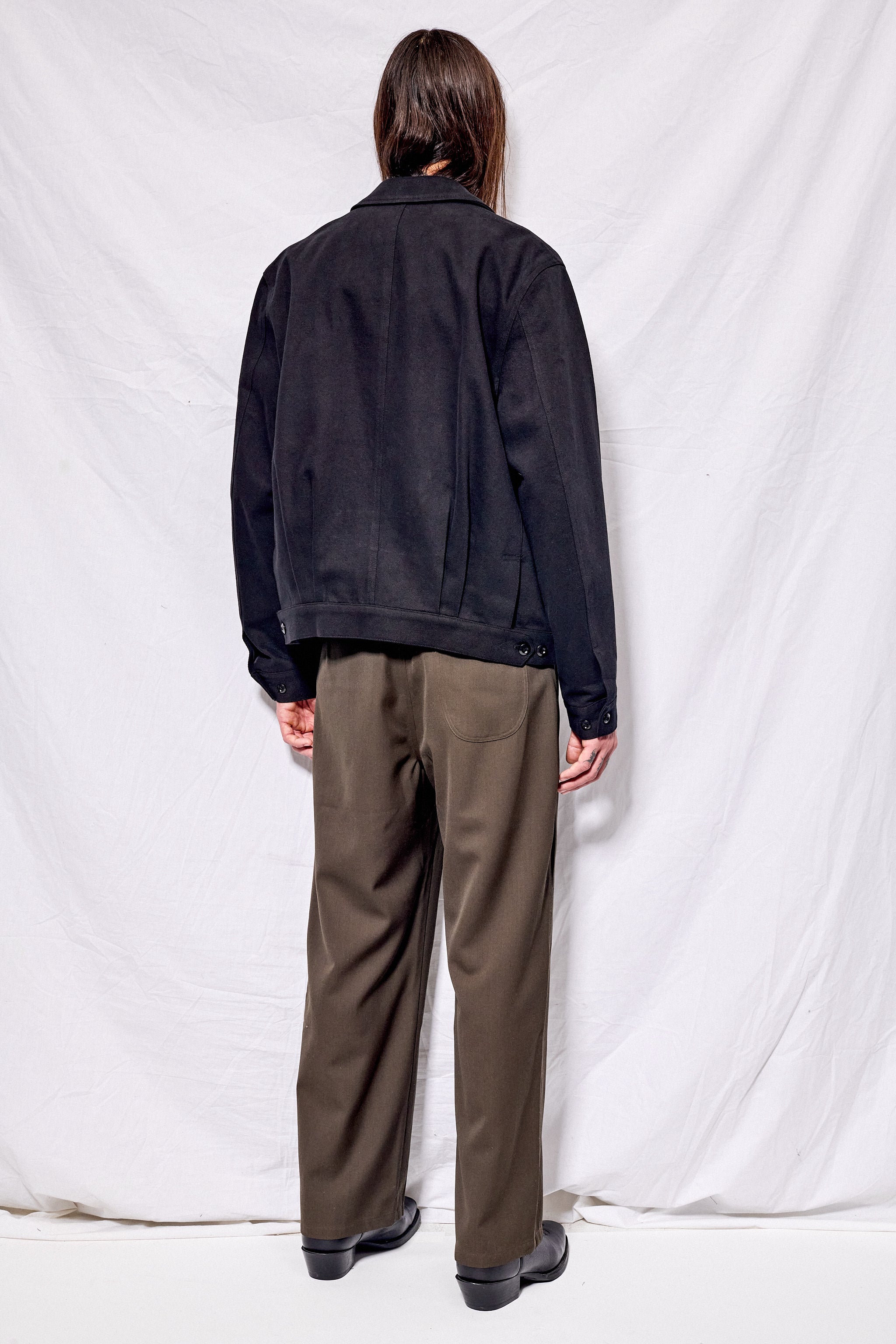 Black French Work Blouson Jacket