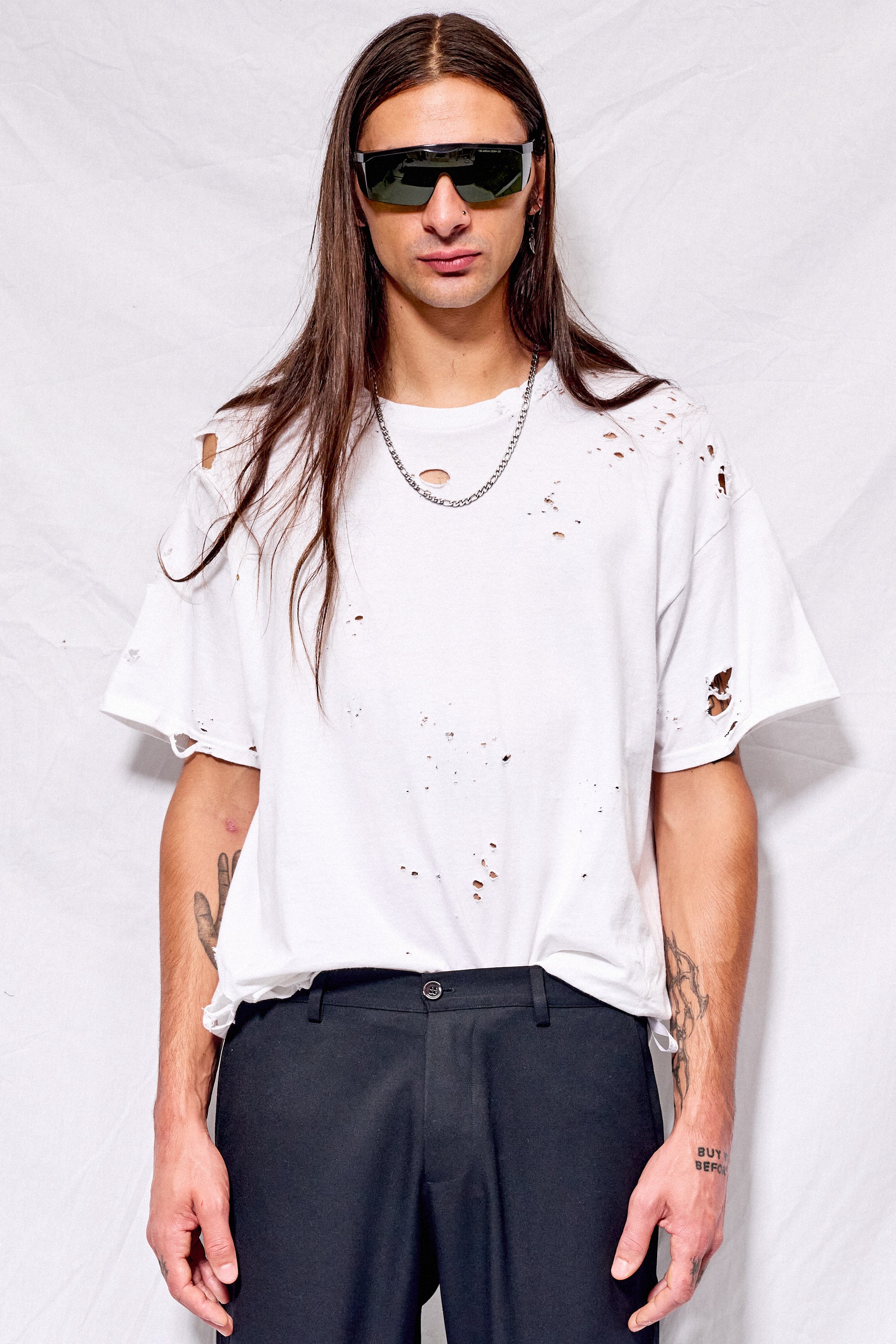 Distressed White T-Shirt