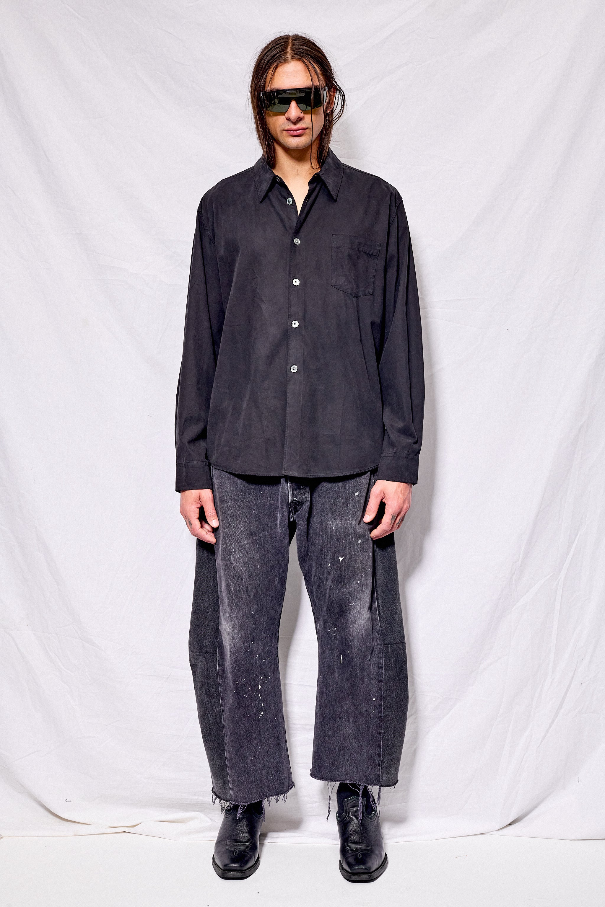 Black Casual Liquid Poplin Beyond Shirt