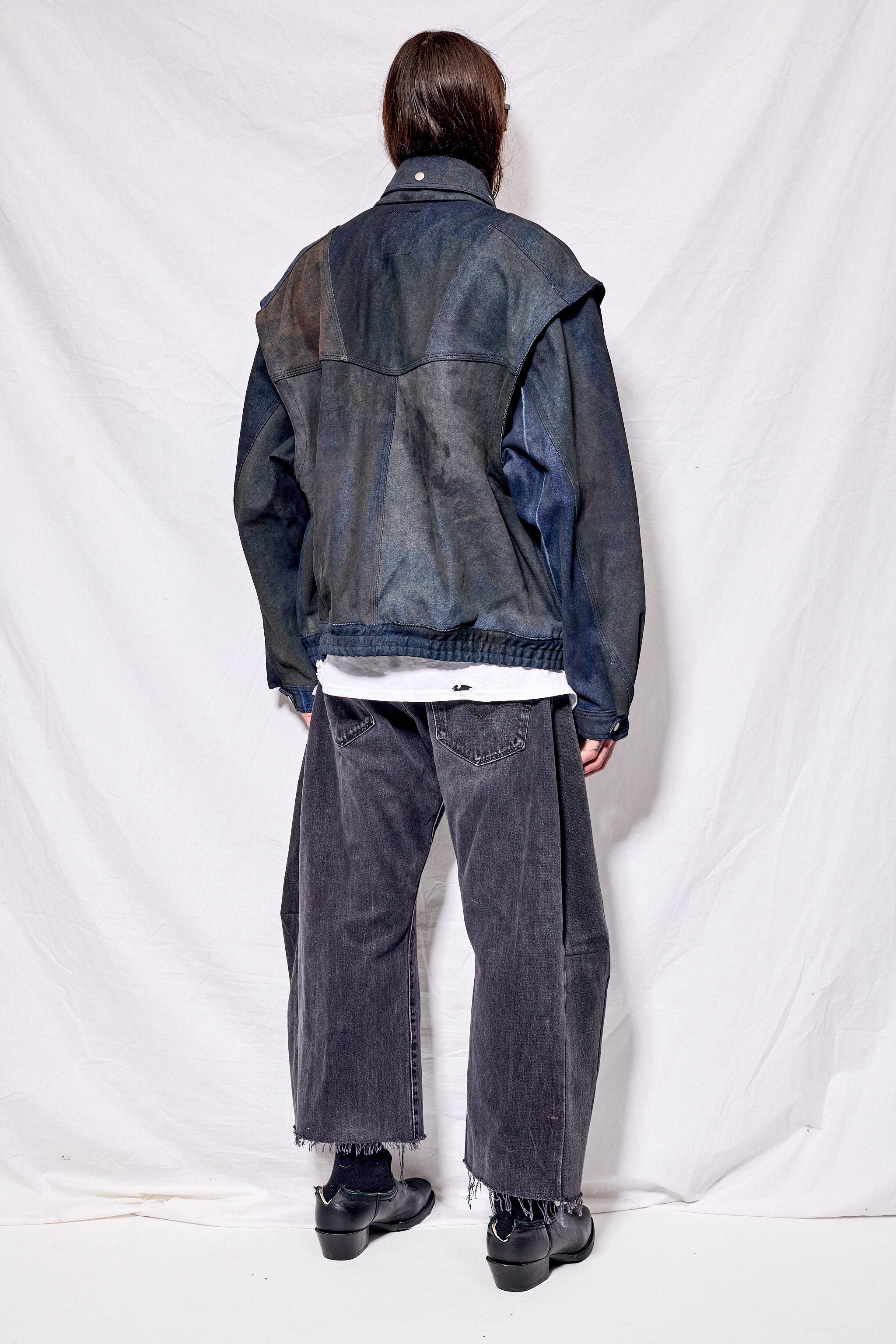 Dirty Indigo Denim Military Jacket