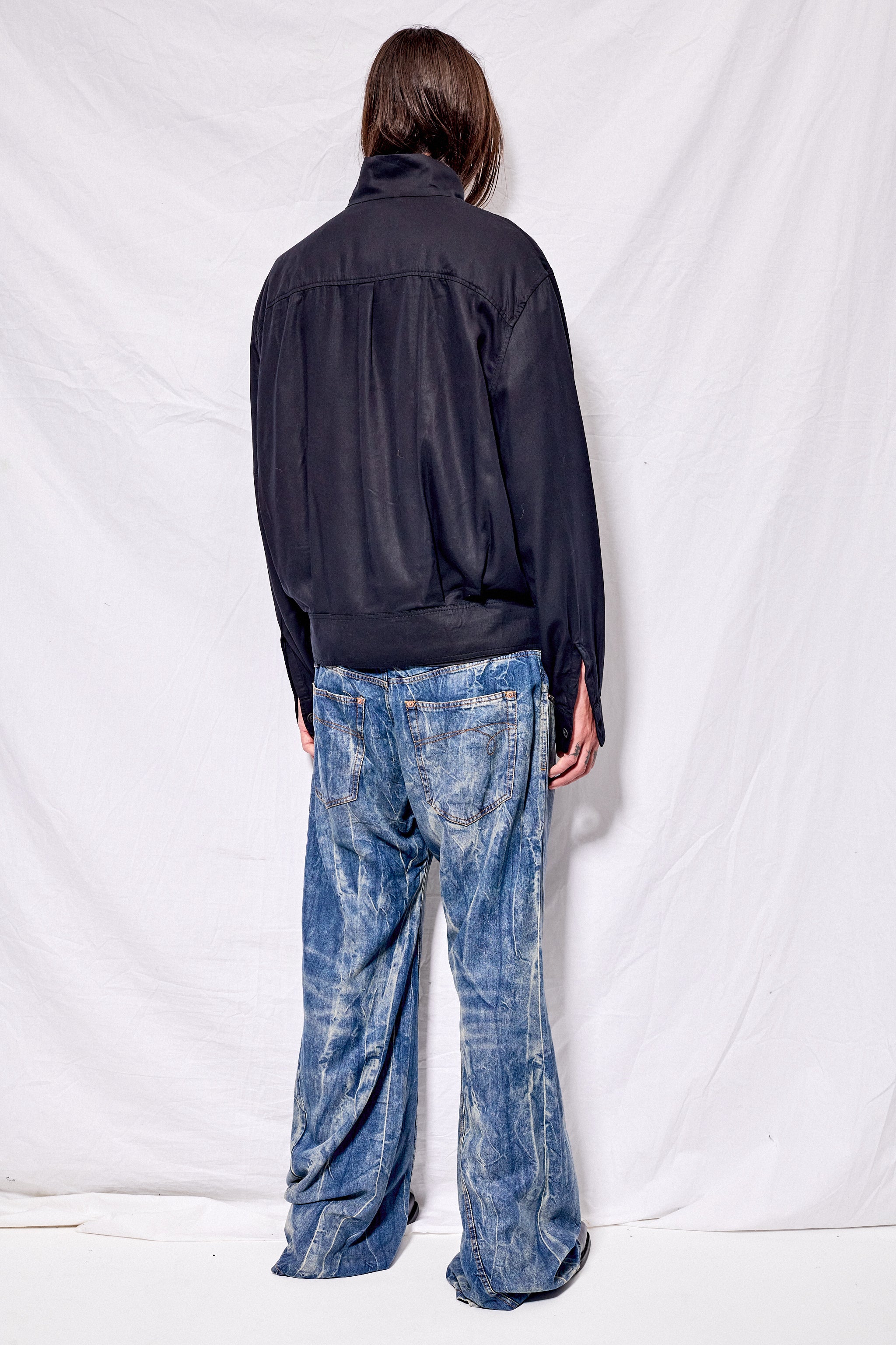 Draping Black Lyocell Mock Bomber