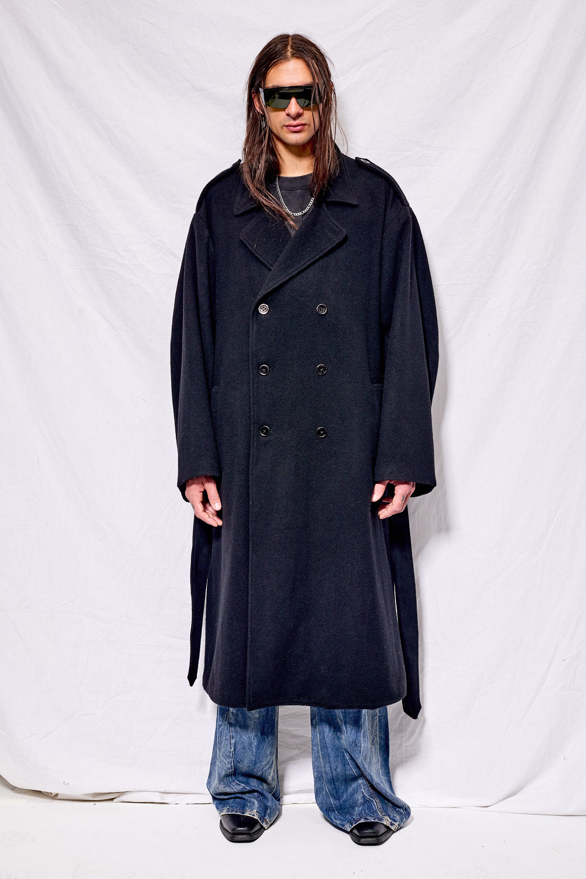 Black Wool Trench Coat