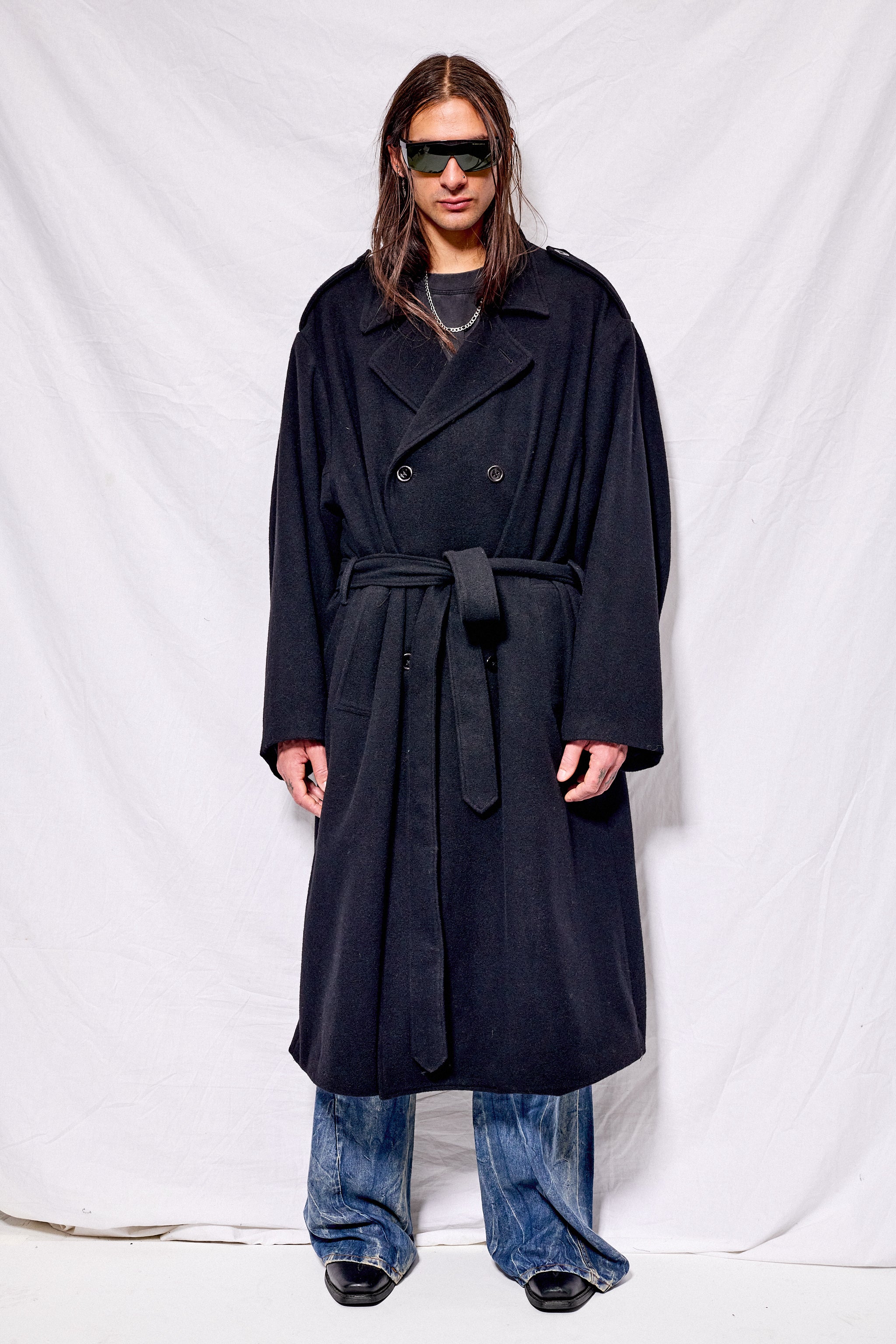 Black Wool Trench Coat