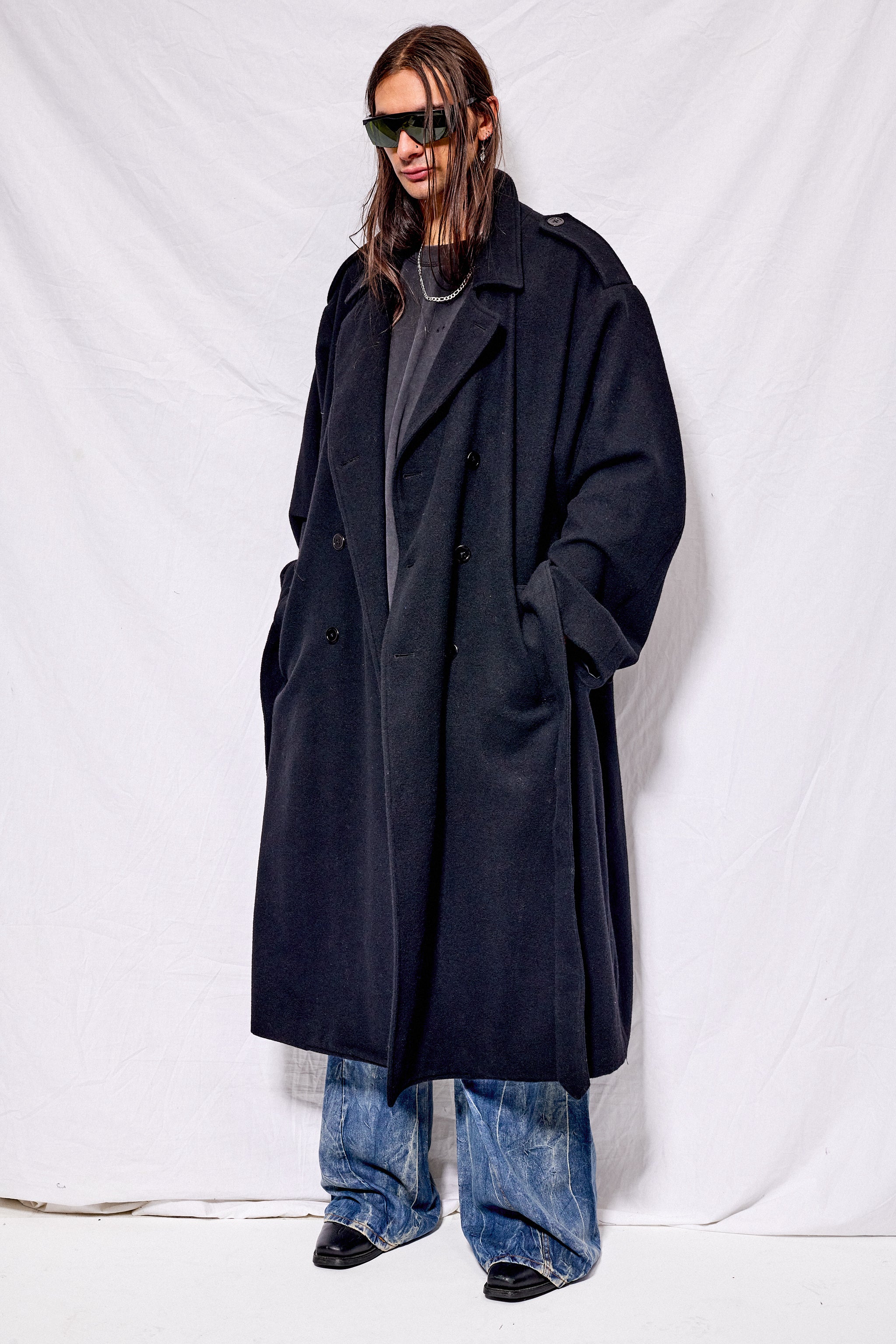 Black Wool Trench Coat
