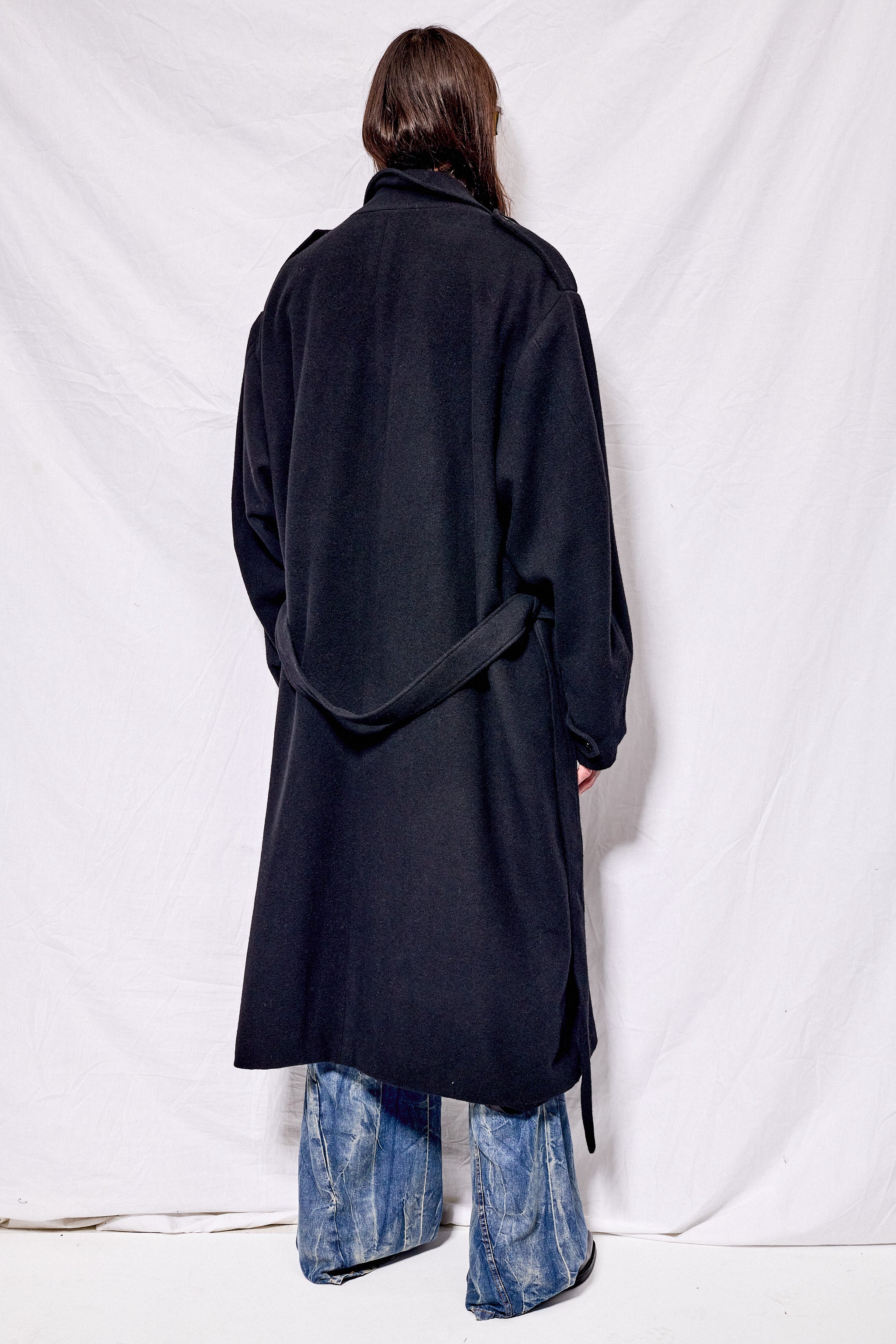 Black Wool Trench Coat