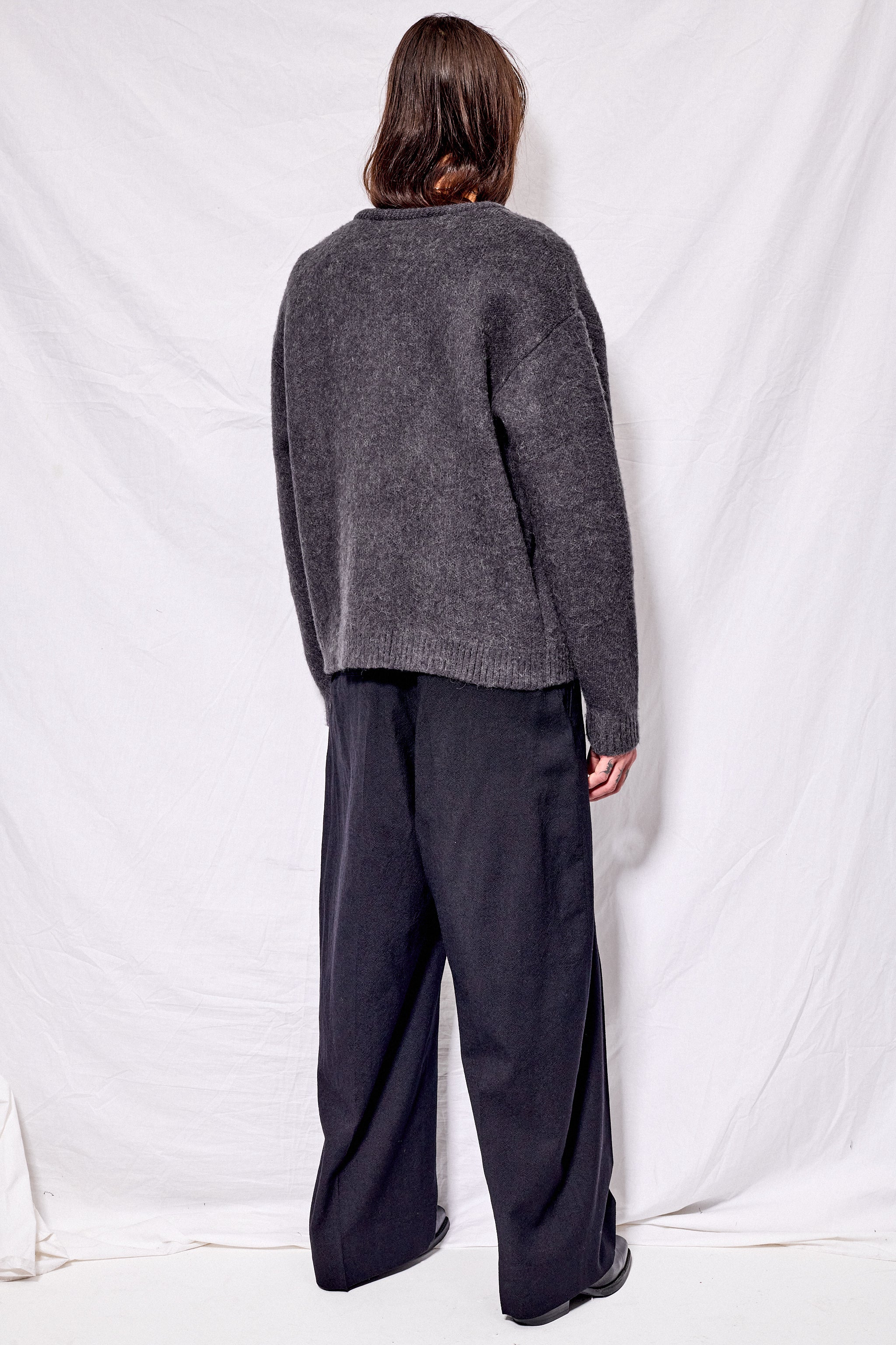 Grey Alpaca Jacquard Knitted Blouson