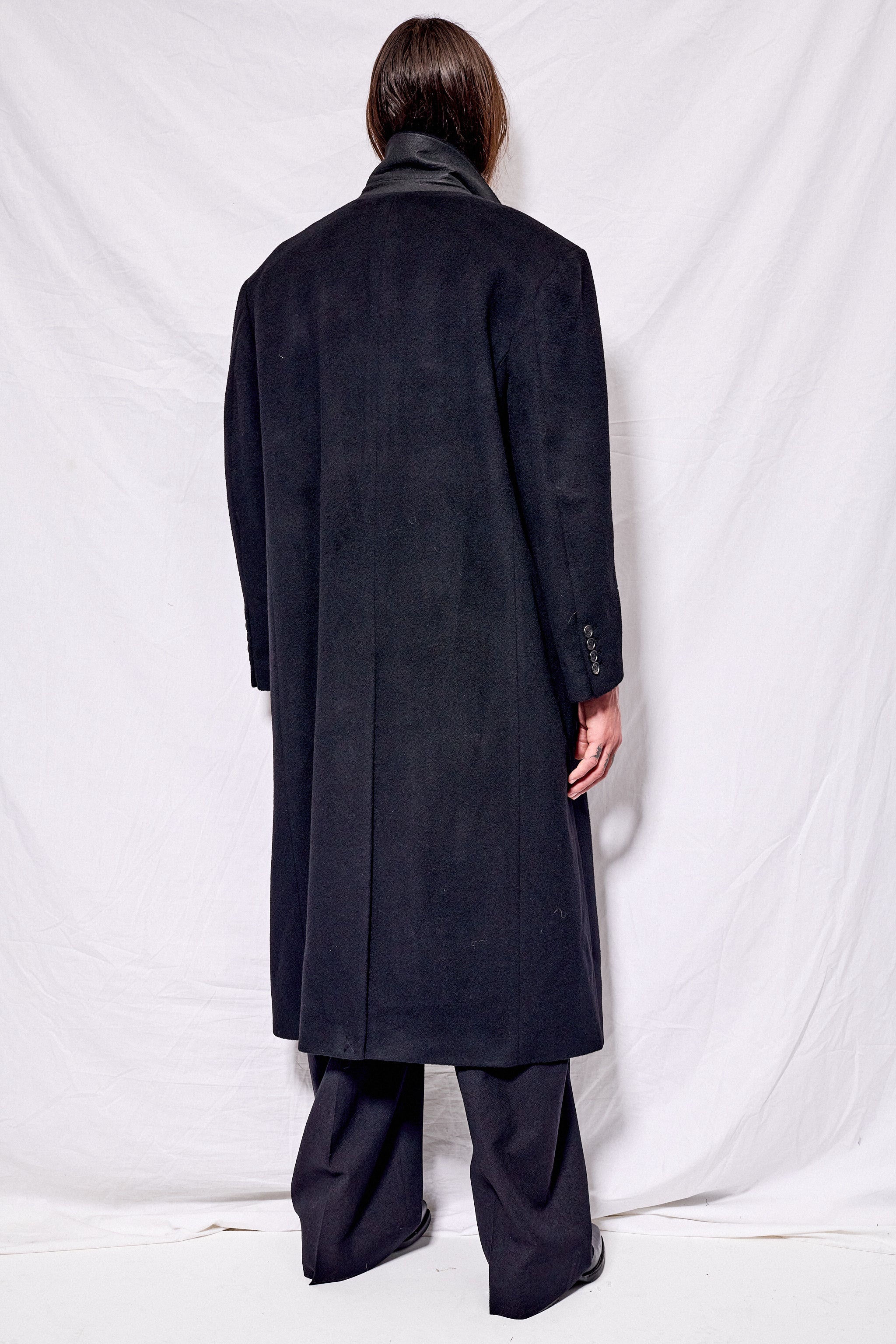 Black Unisex Maxi Double Wool Coat