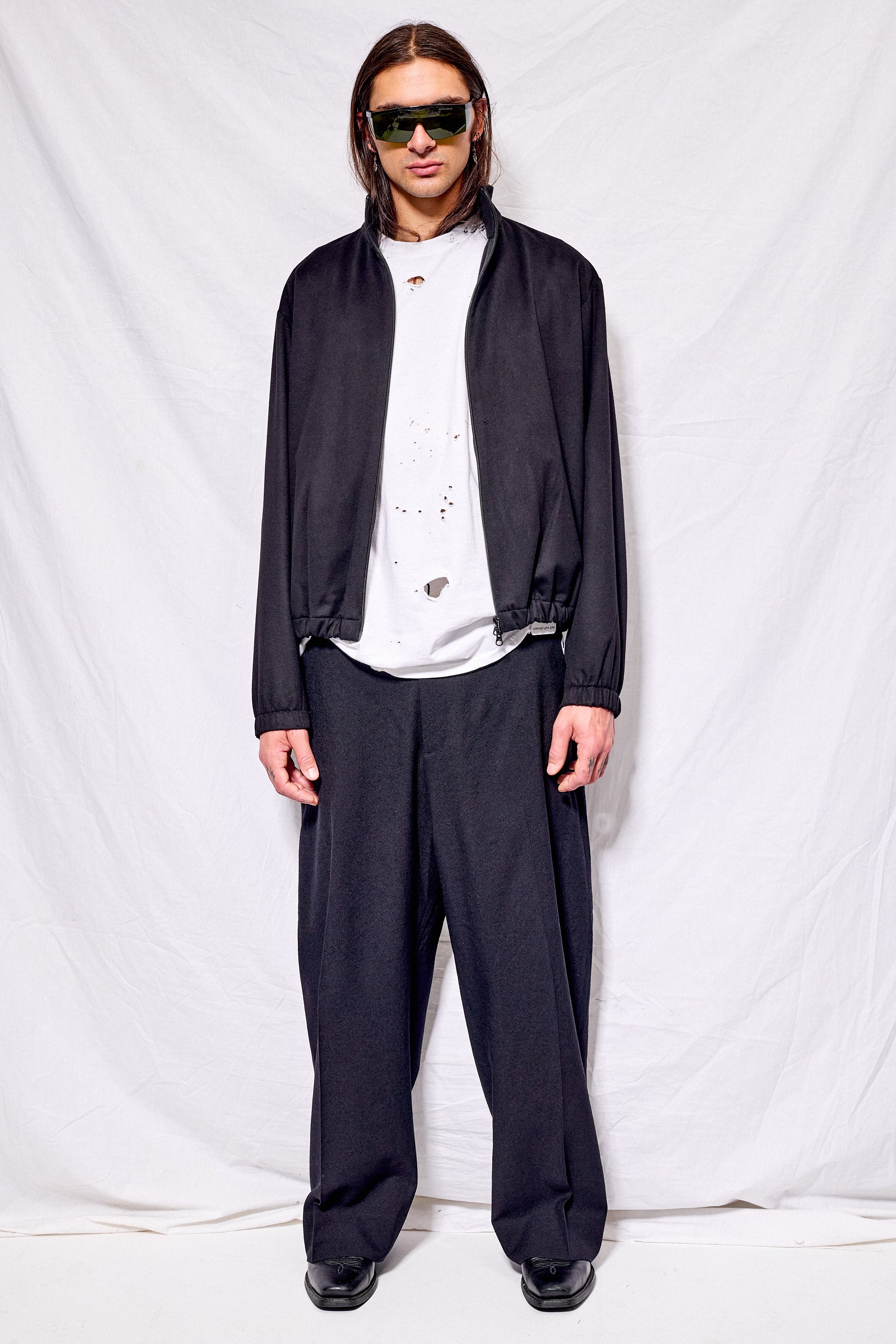No.261 Black Heavy Wool Zipper Jacket