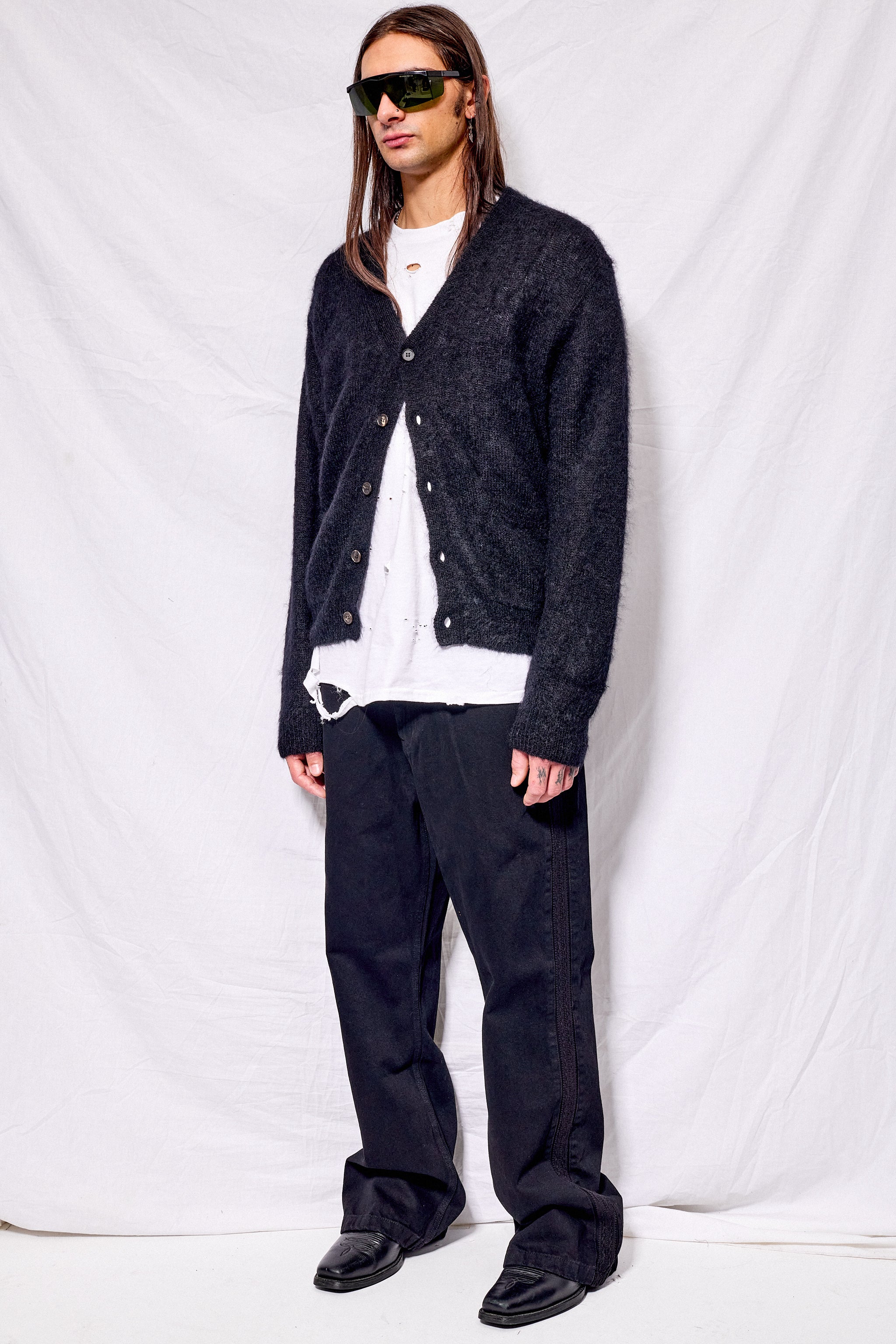 Black Pure Mohair V Cardigan - Batoner – Assembly New York