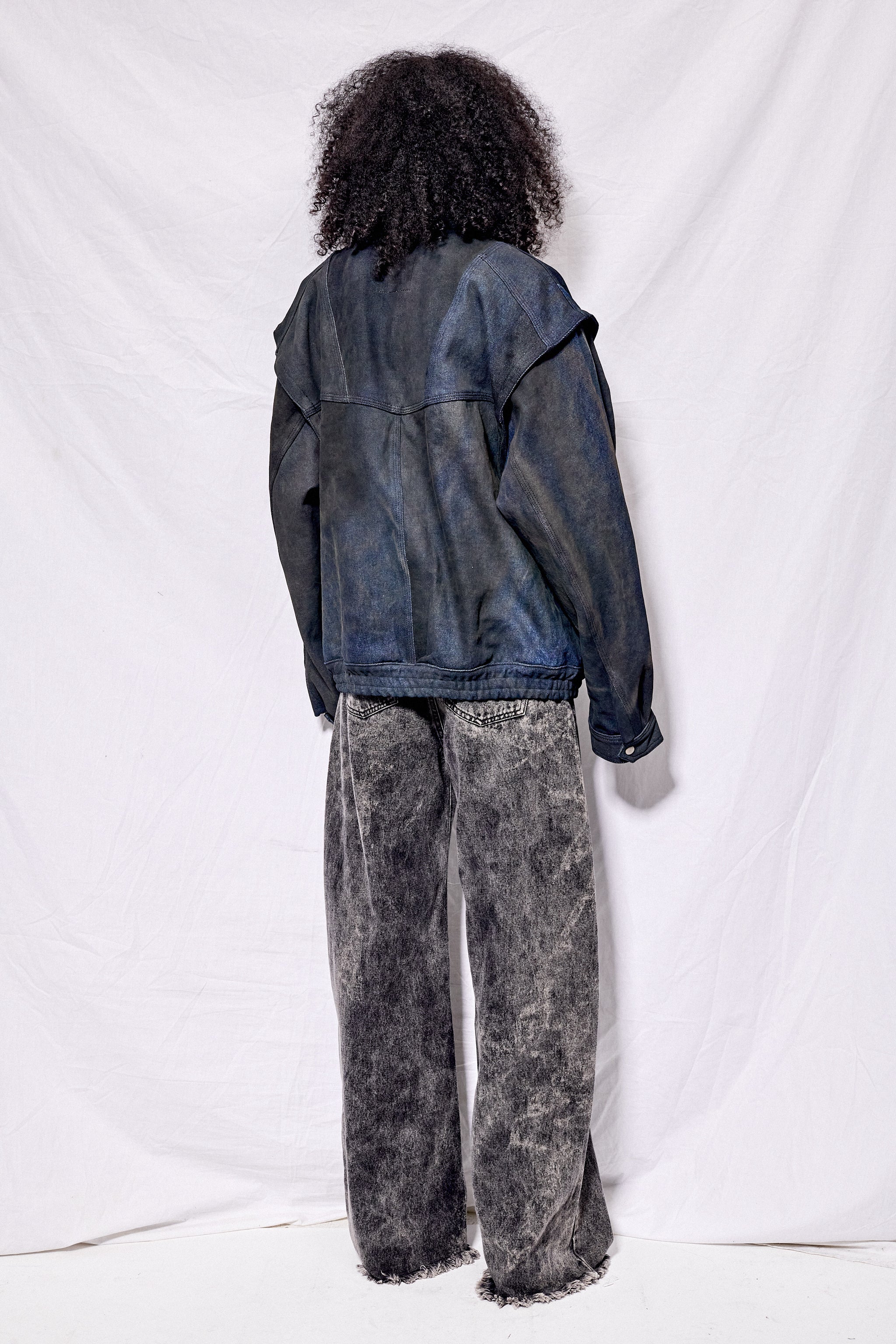 Dirty Indigo Denim Military Jacket