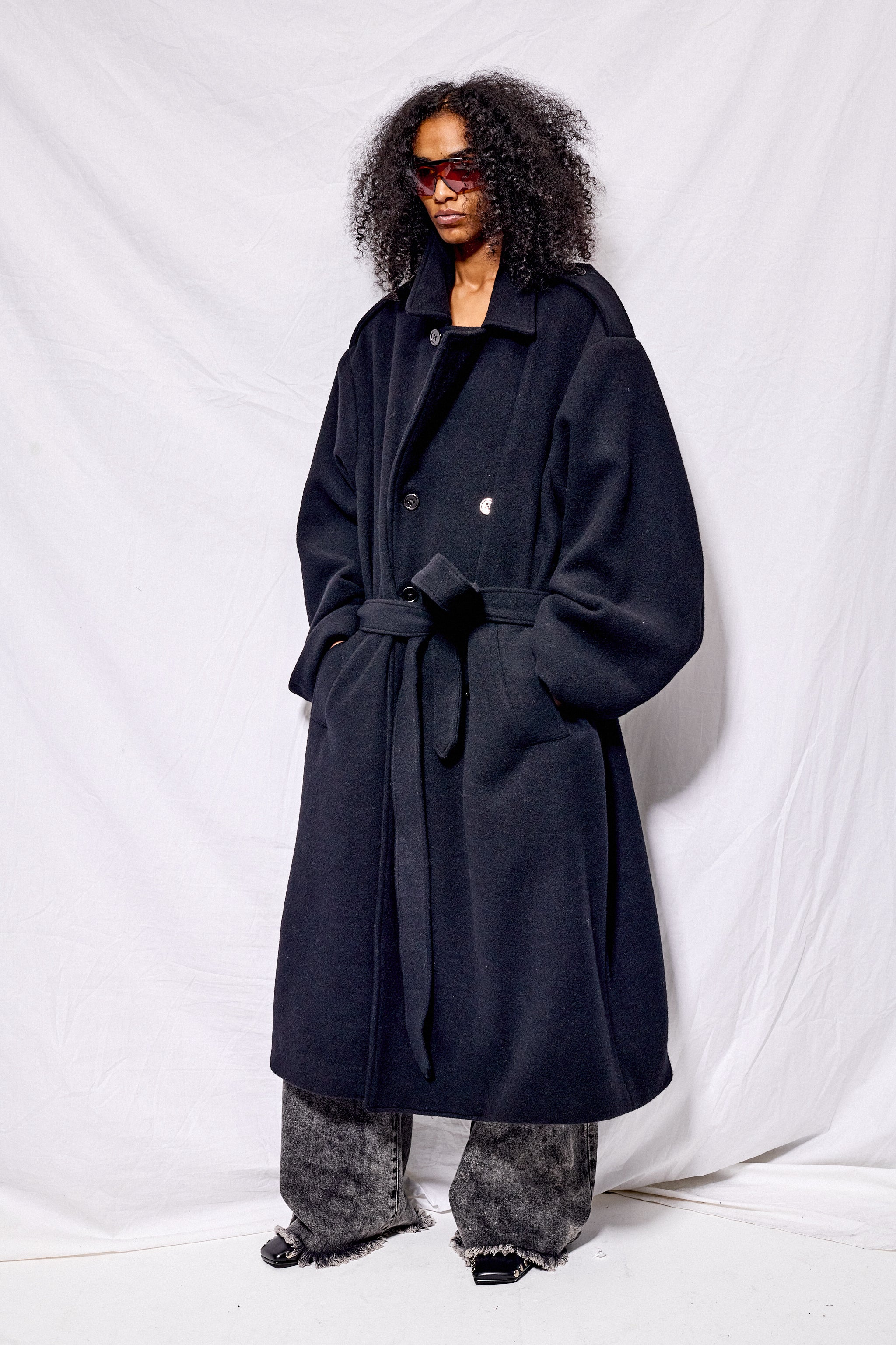 Black Wool Trench Coat