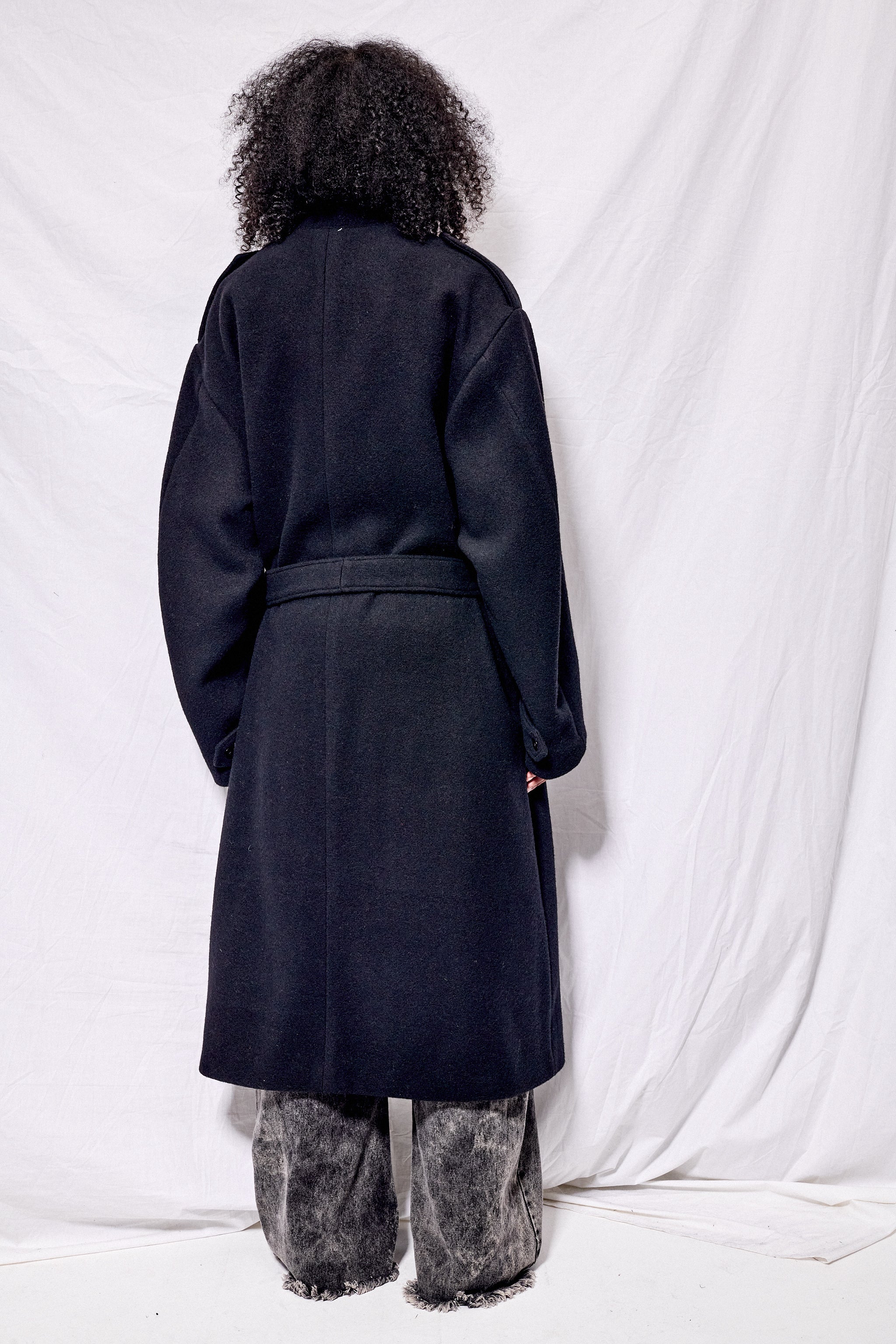 Black Wool Trench Coat