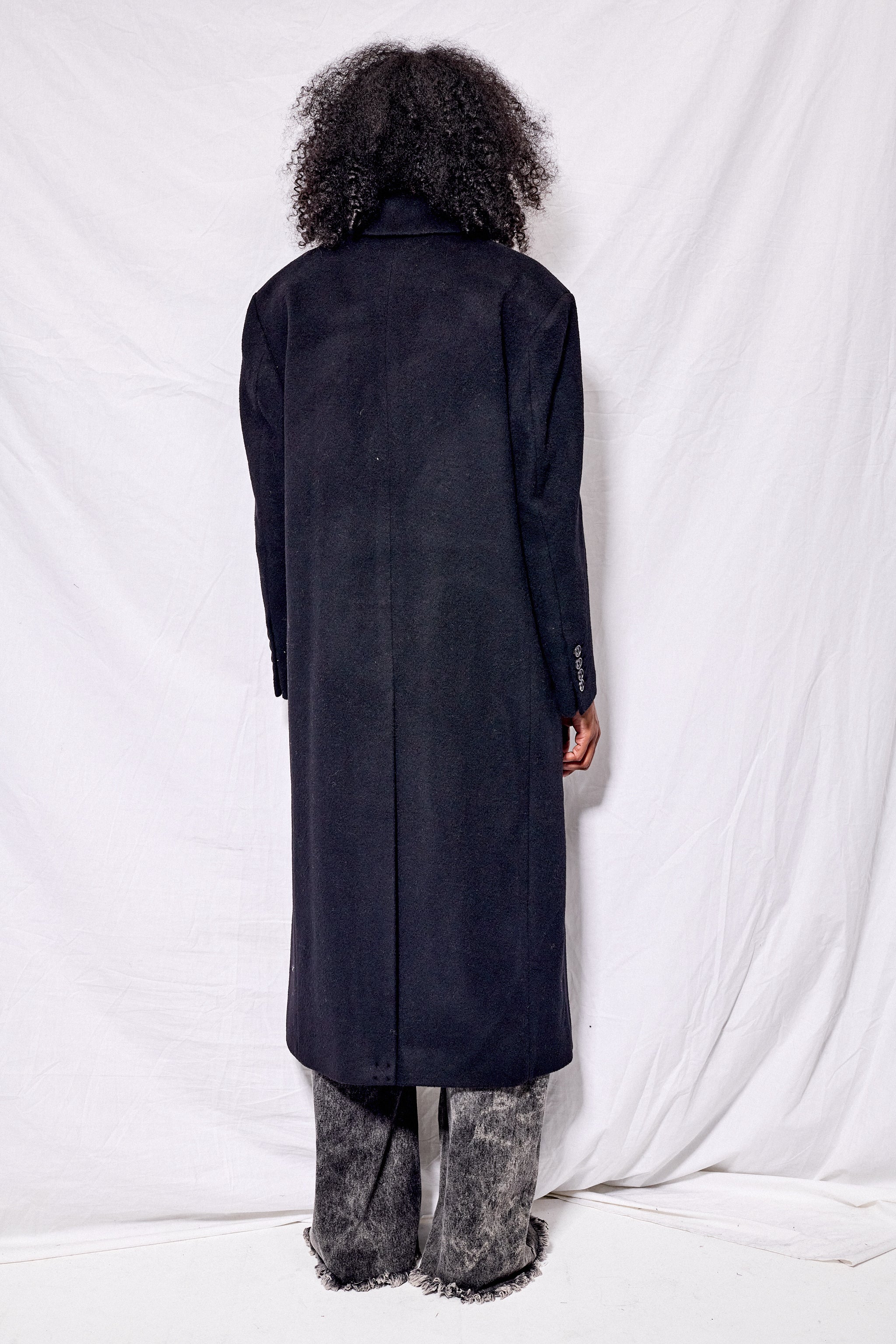 Black Unisex Maxi Double Wool Coat