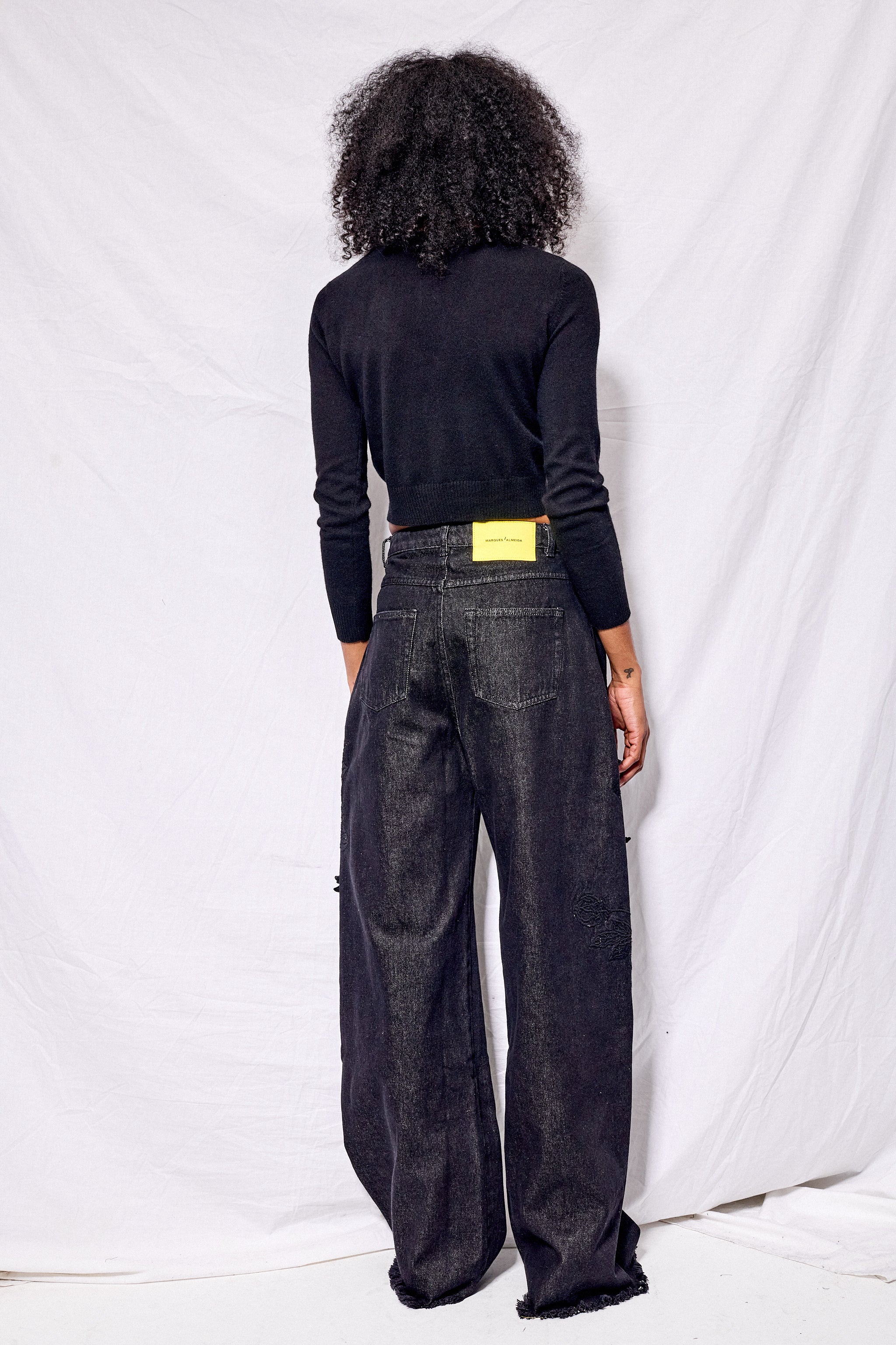 Black Cashmere Crop Cardigan