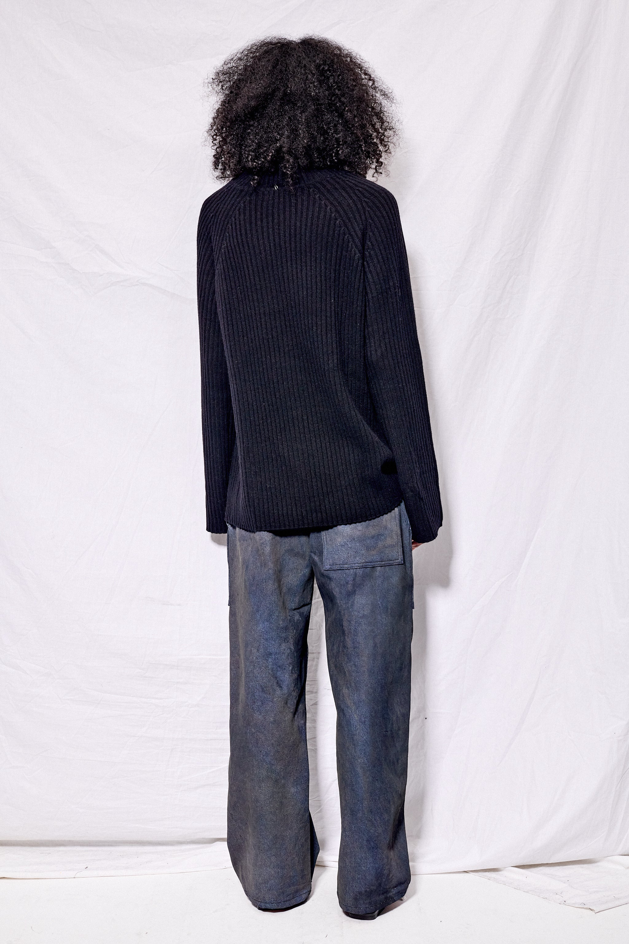 Black Ribbed Cashmere Turtleneck