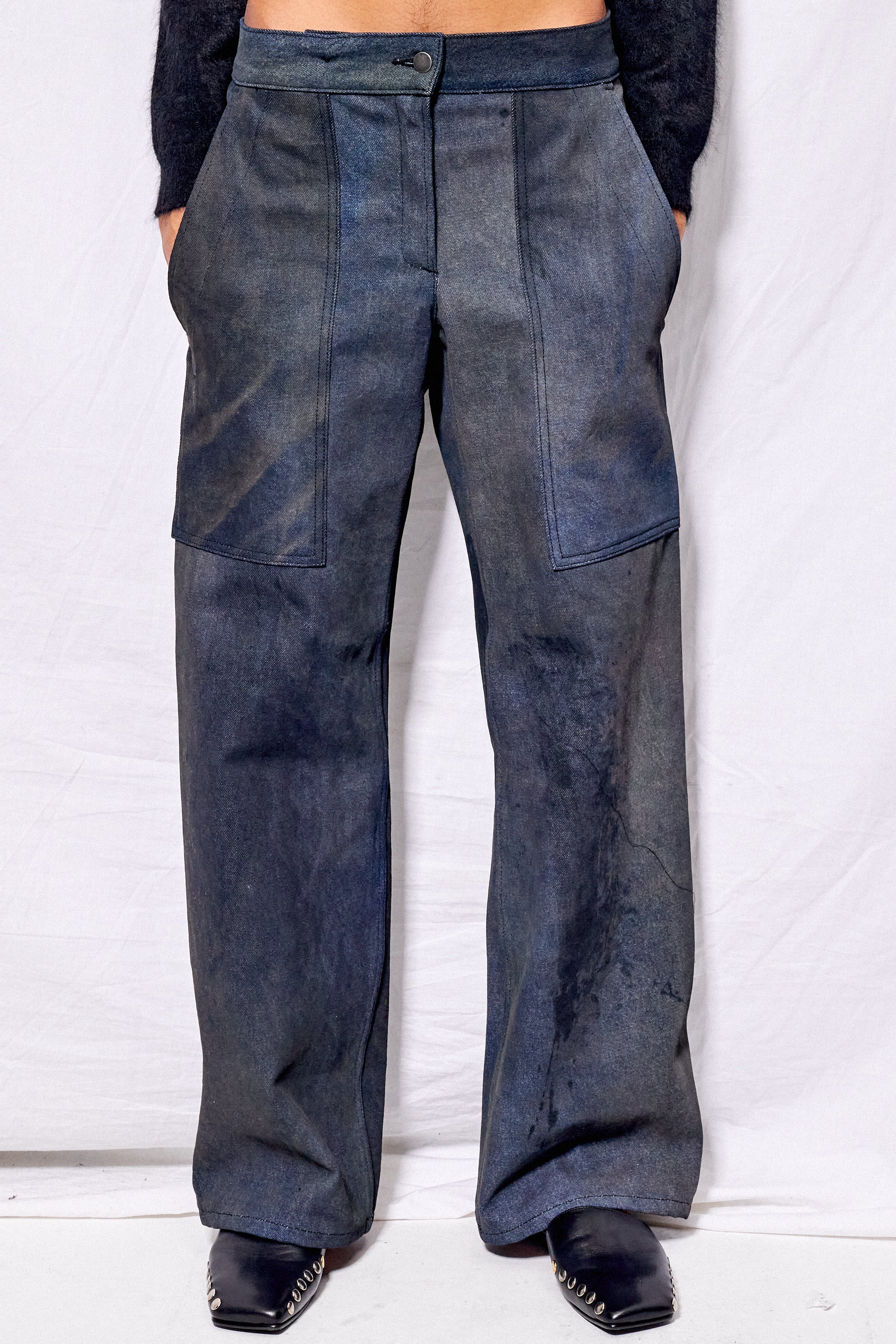 Dirty Indigo Denim Simple Pant