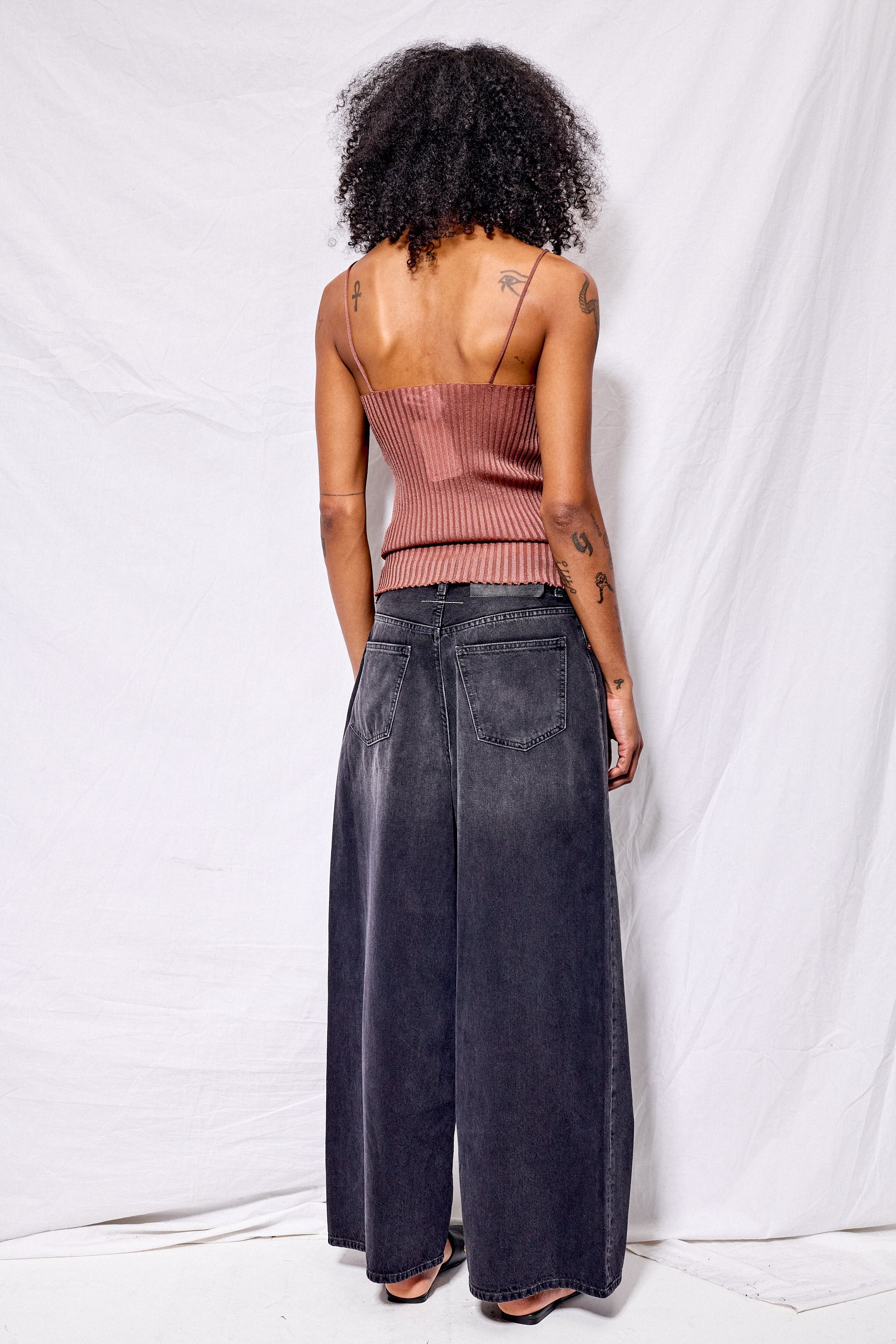 Black Painted 5 Pocket Pant