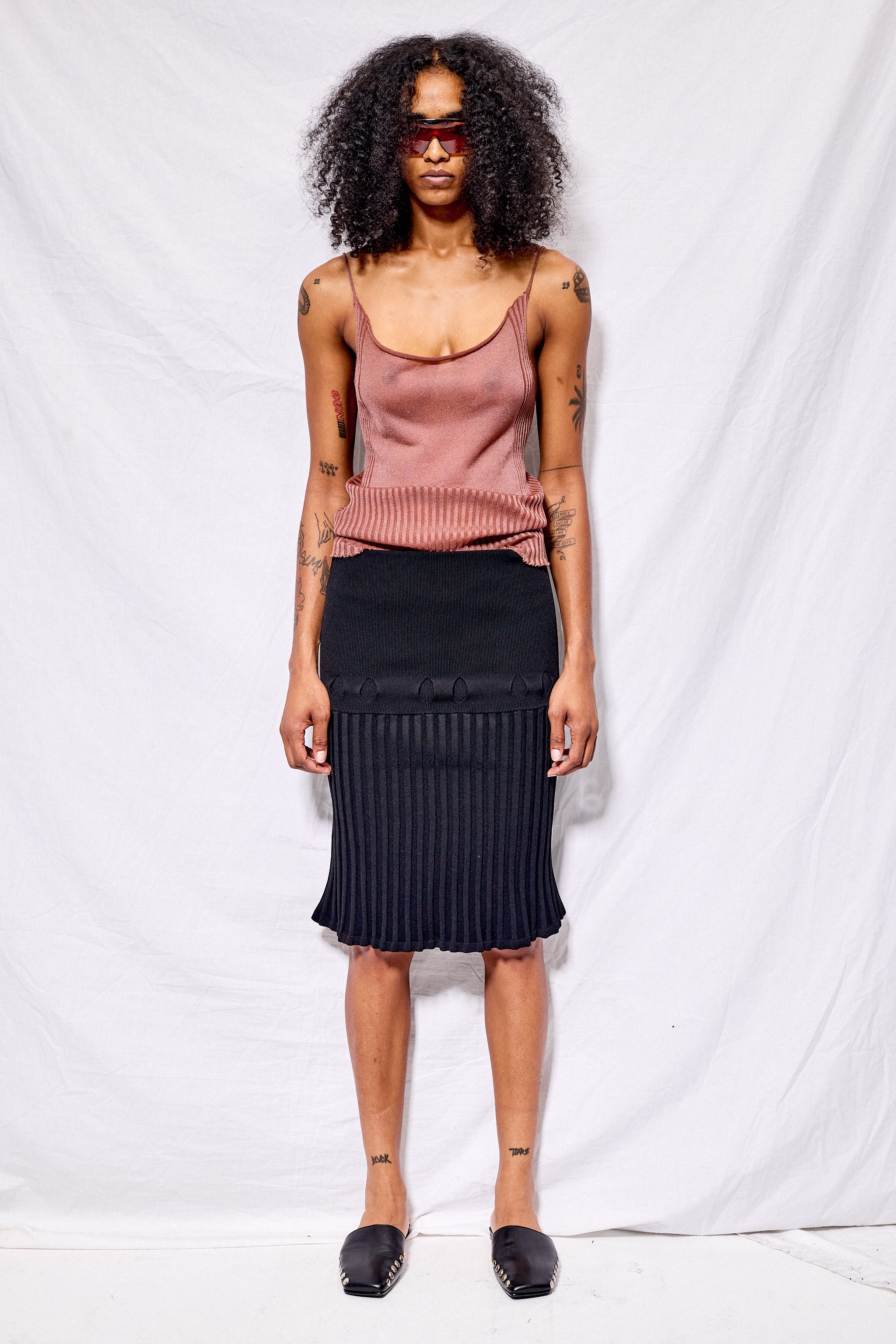 スカート ena OTTOLINGER RIB SKIRT / BLK Black Trine Skirt - A. Roege Hove – Assembly New York