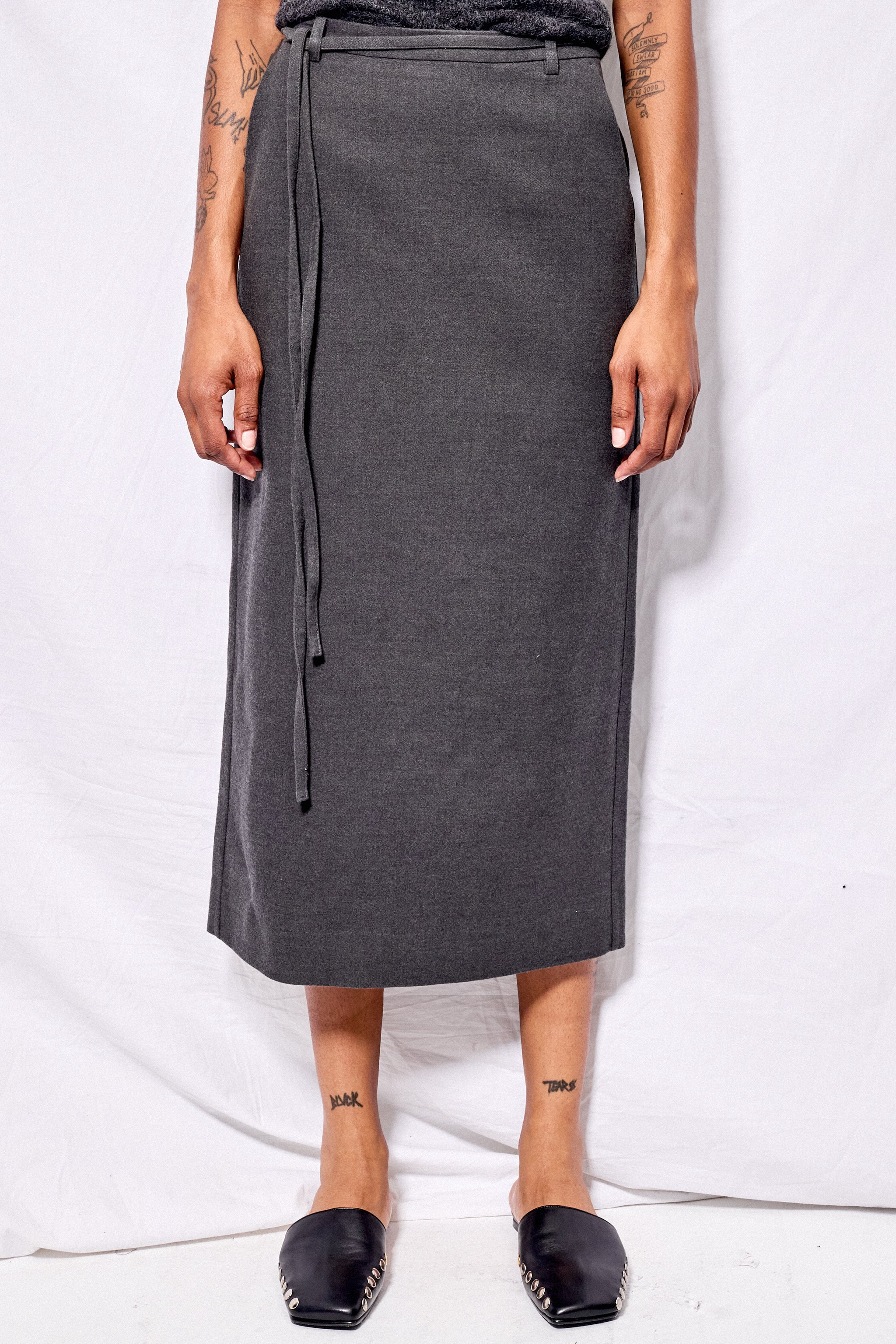Charcoal Grey Draw String Maxi Skirt
