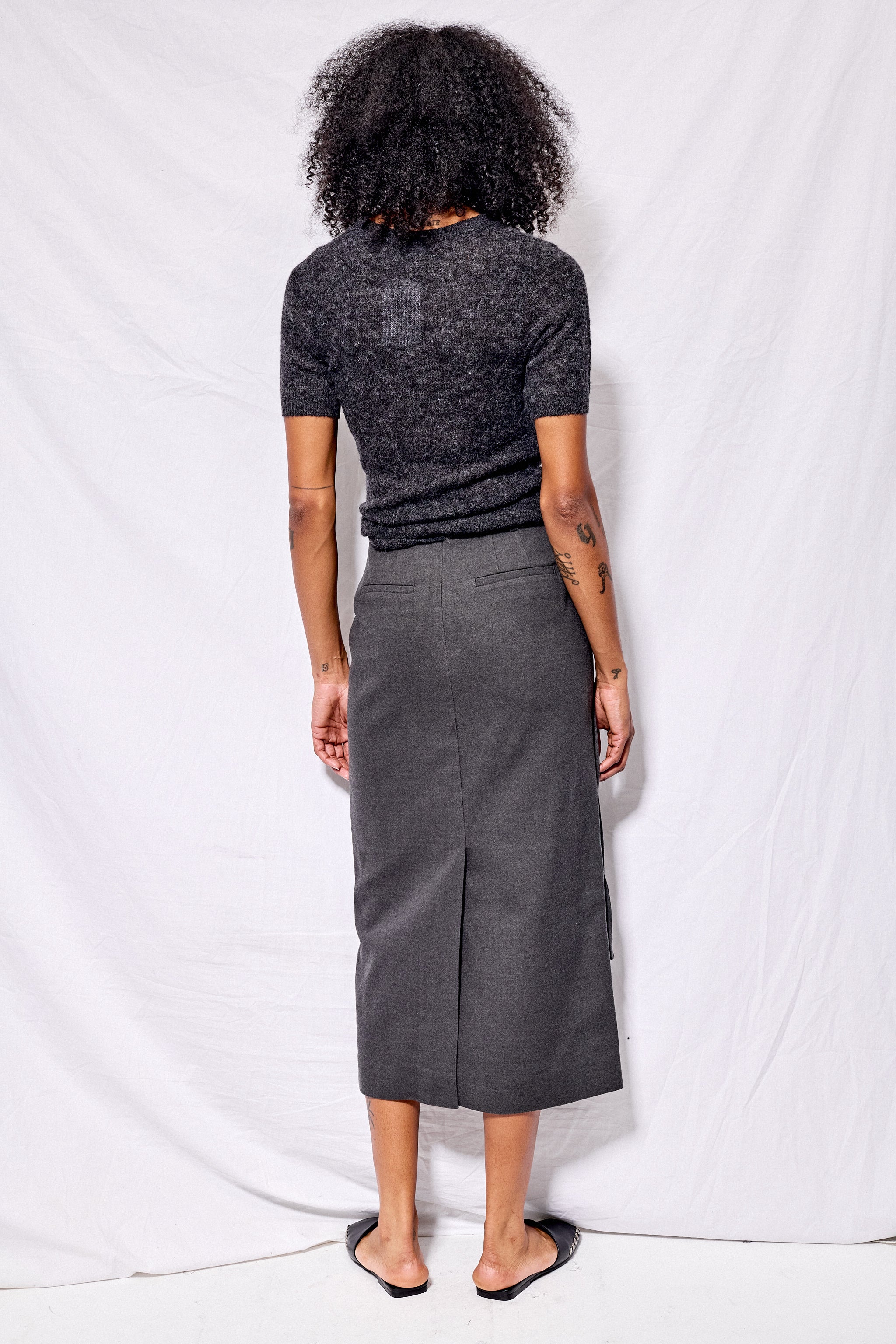 Charcoal Grey Draw String Maxi Skirt