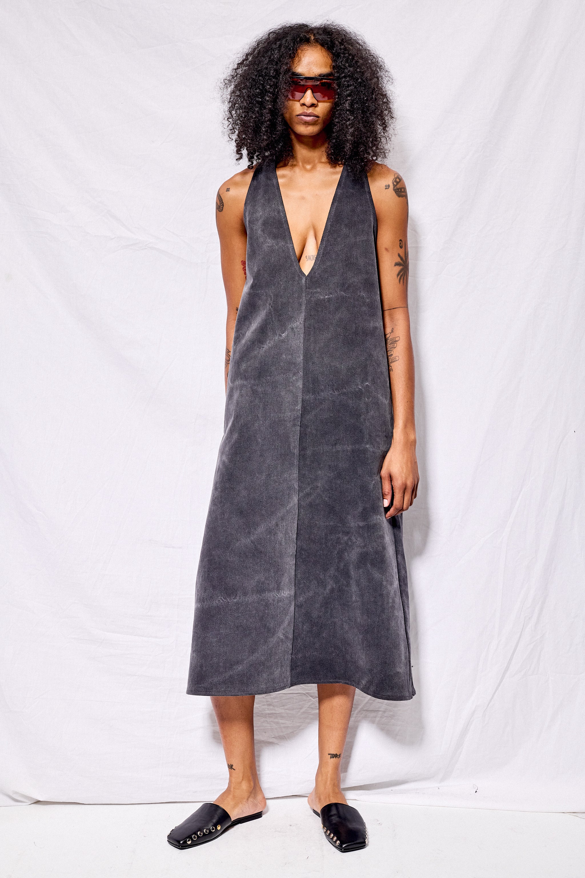Dirty Grey Denim Trapeze Dress