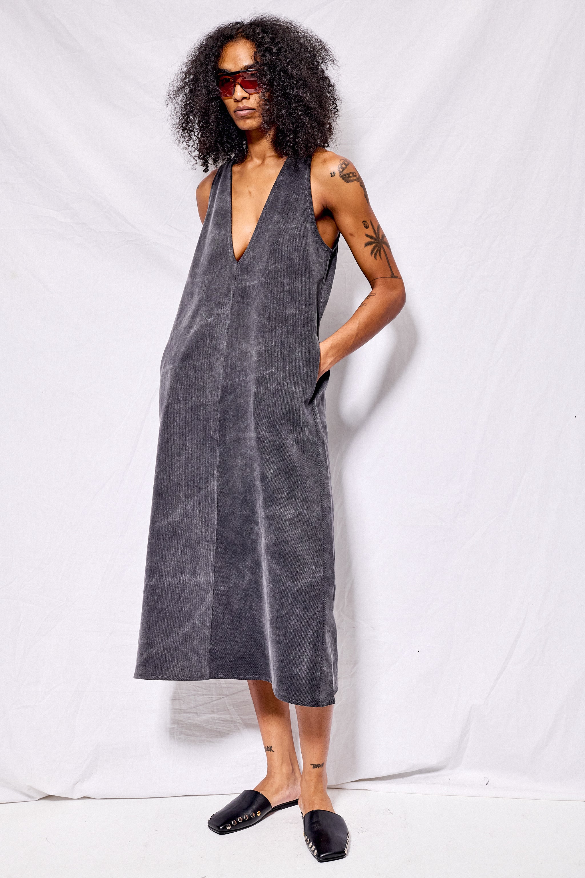 Dirty Grey Denim Trapeze Dress