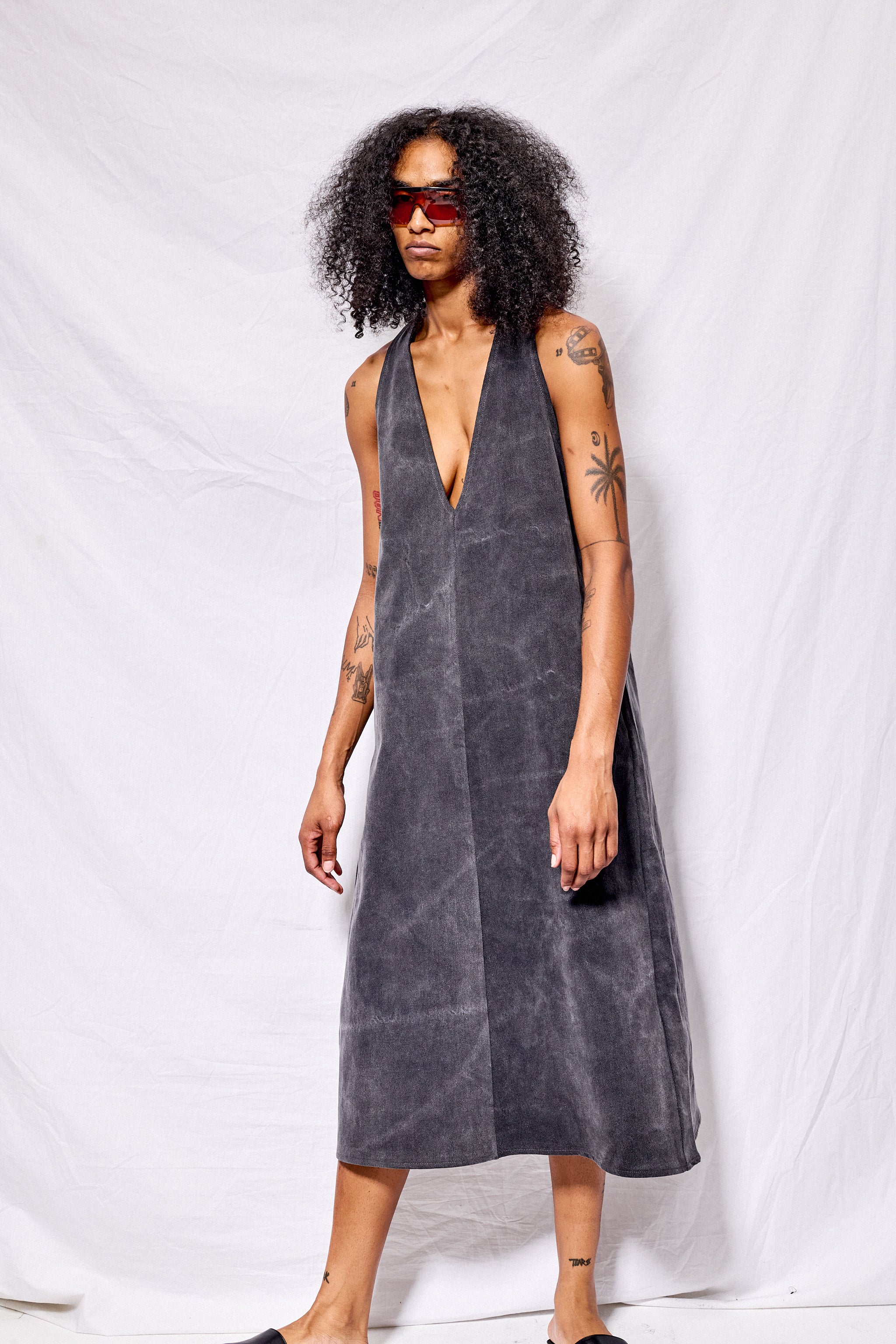 Dirty Grey Denim Trapeze Dress