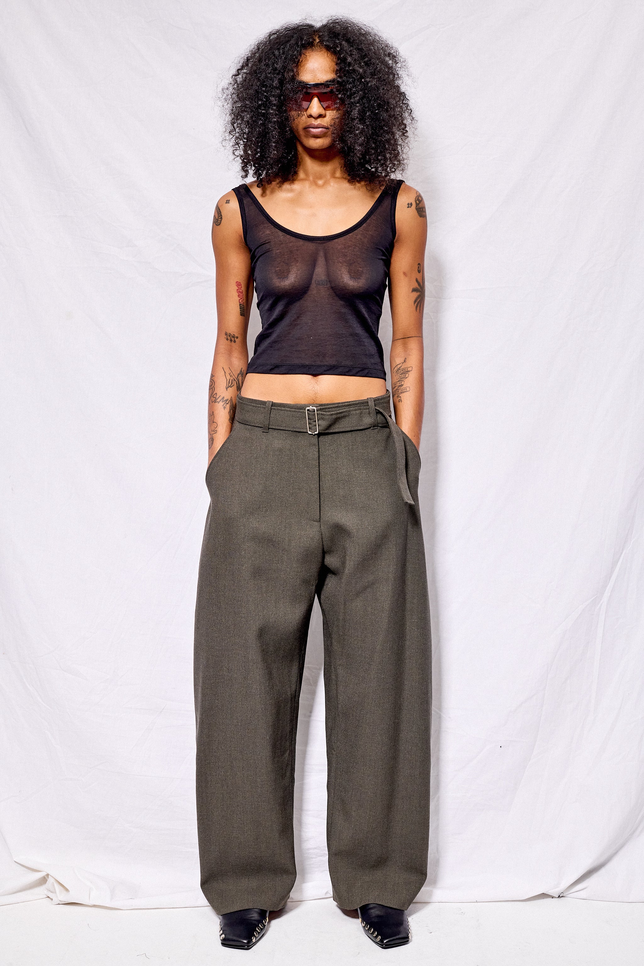 Kelp Belted Round Leg Pant
