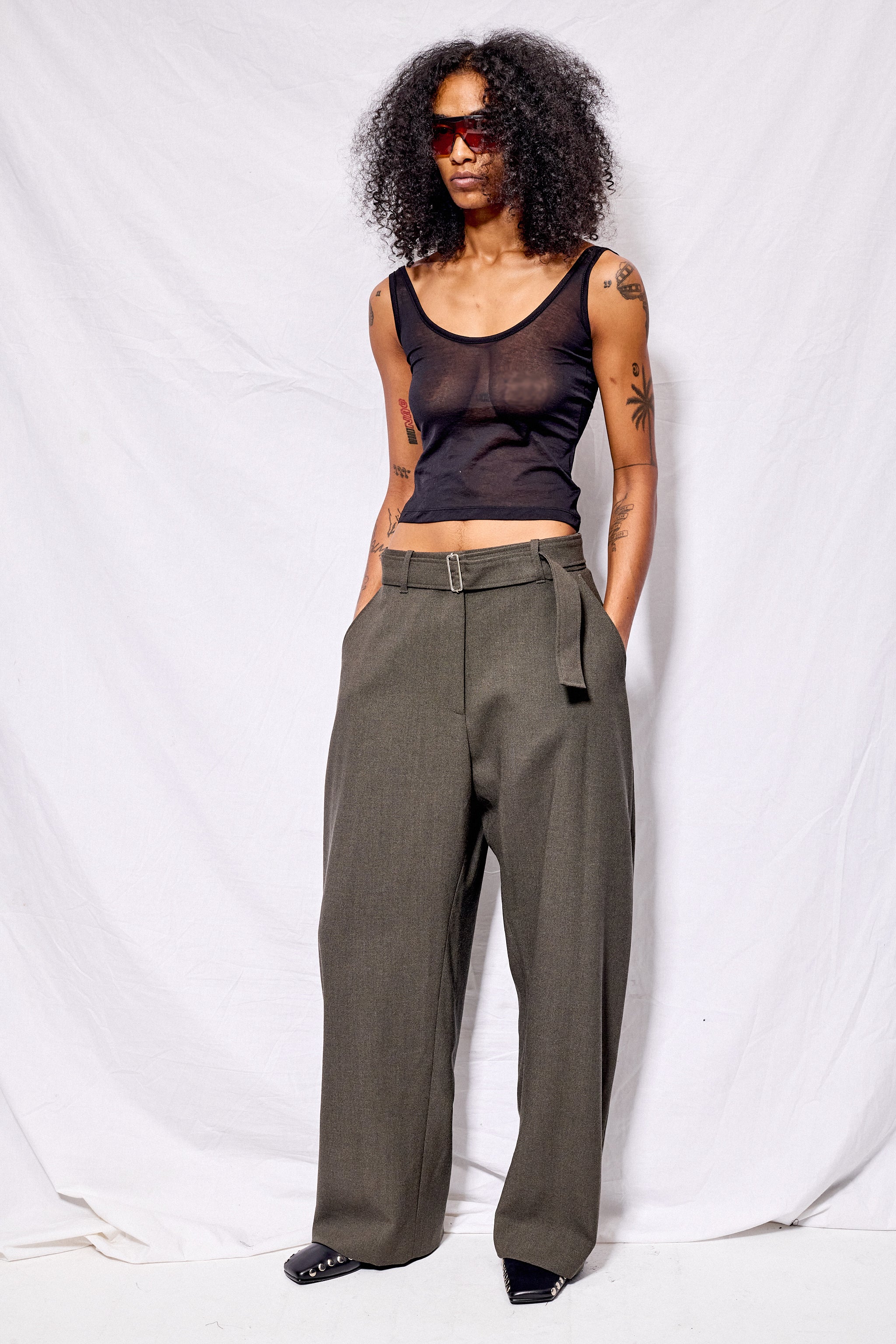 Kelp Belted Round Leg Pant