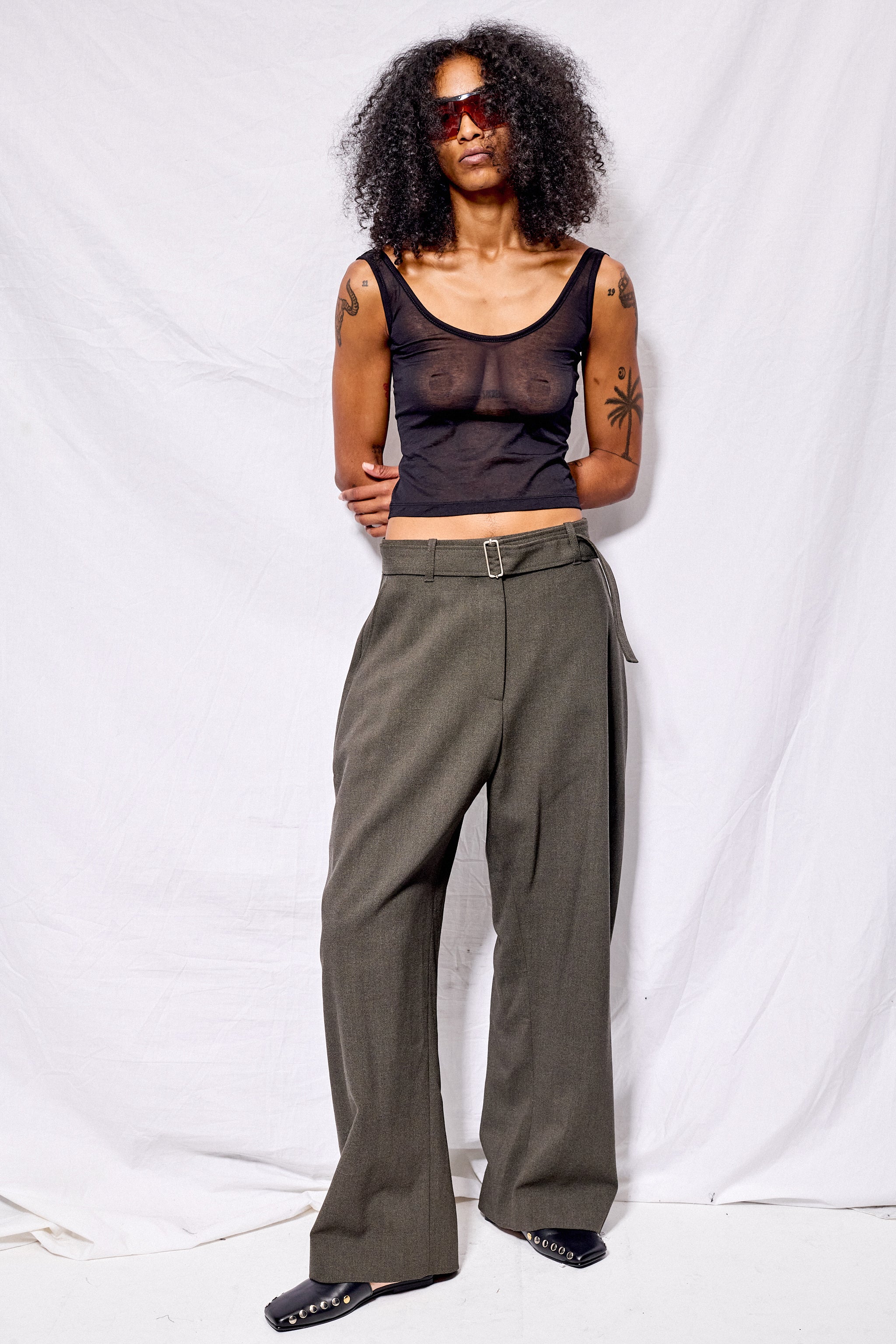 Kelp Belted Round Leg Pant