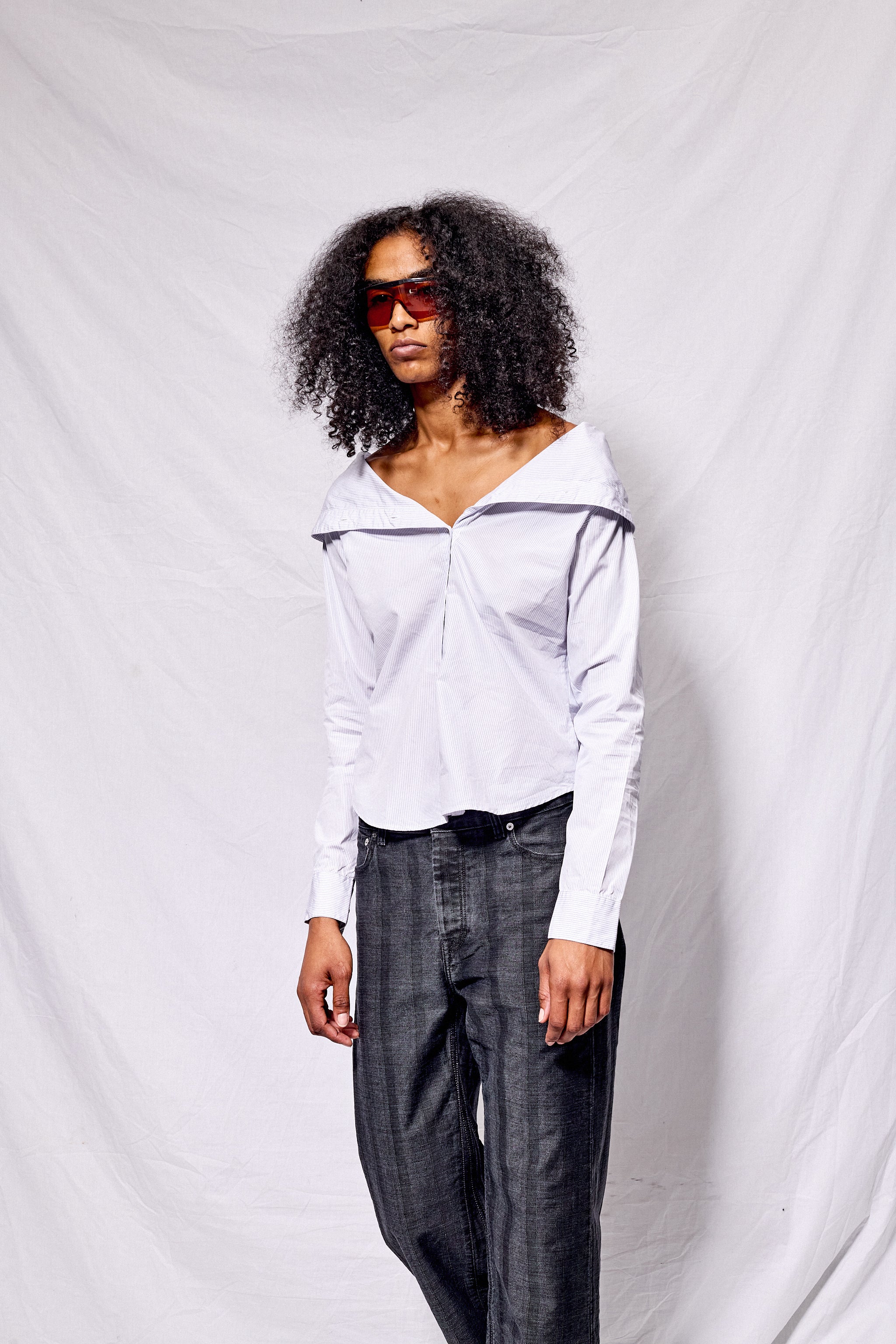 Diner Pinstripe Super Poplin Kaonashi Shirt