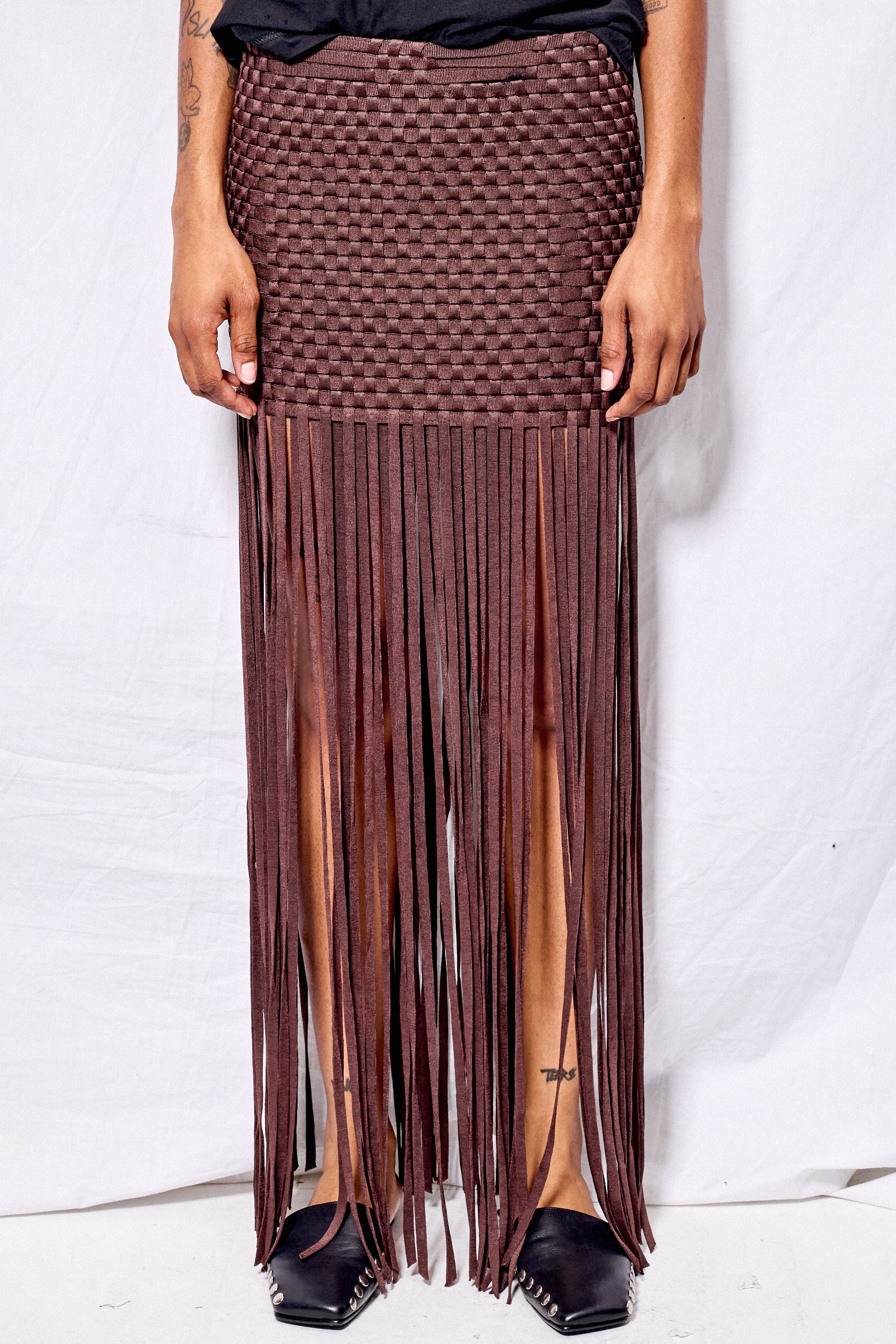 Chocolate Flowline Woven Skirt